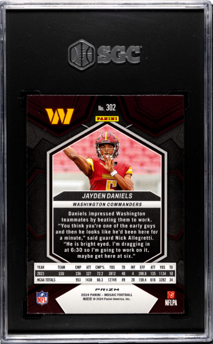 2024 Panini Mosaic #302 Jayden Daniels Green Prizm SGC 9.5