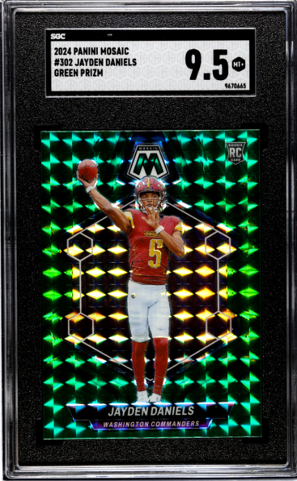 2024 Panini Mosaic #302 Jayden Daniels Green Prizm SGC 9.5