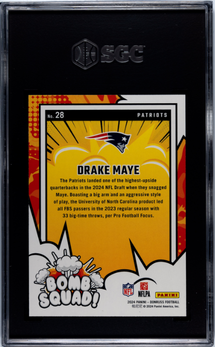 2024 Donruss #28 Drake Maye Bomb Squad! SGC 9