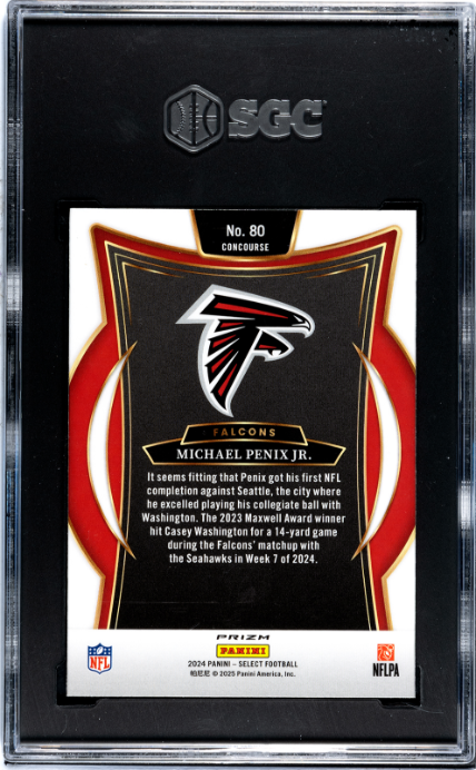 2024 Panini Select #80 Michael Penix Jr. Red & Blue Shock Prizm SGC 9