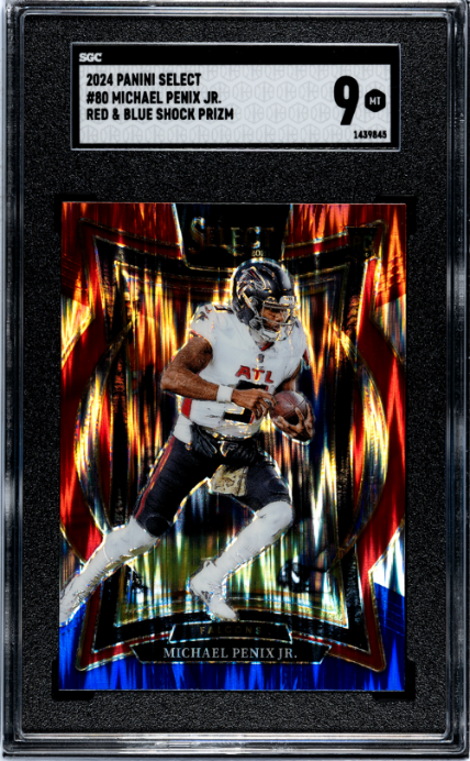 2024 Panini Select #80 Michael Penix Jr. Red & Blue Shock Prizm SGC 9
