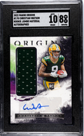 2022 Panini Origins #170 Christian Watson Rookie Jumbo Mat. Auto. SGC 8