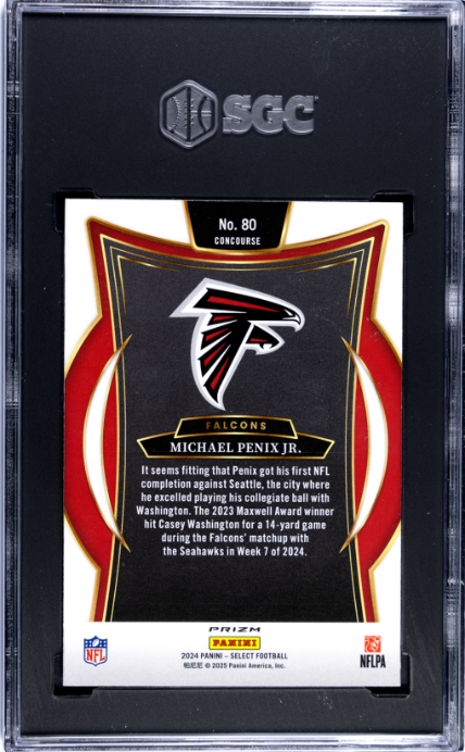 2024 Panini Select #80 Michael Penix Jr. Black & Green Shock Prizm SGC 10