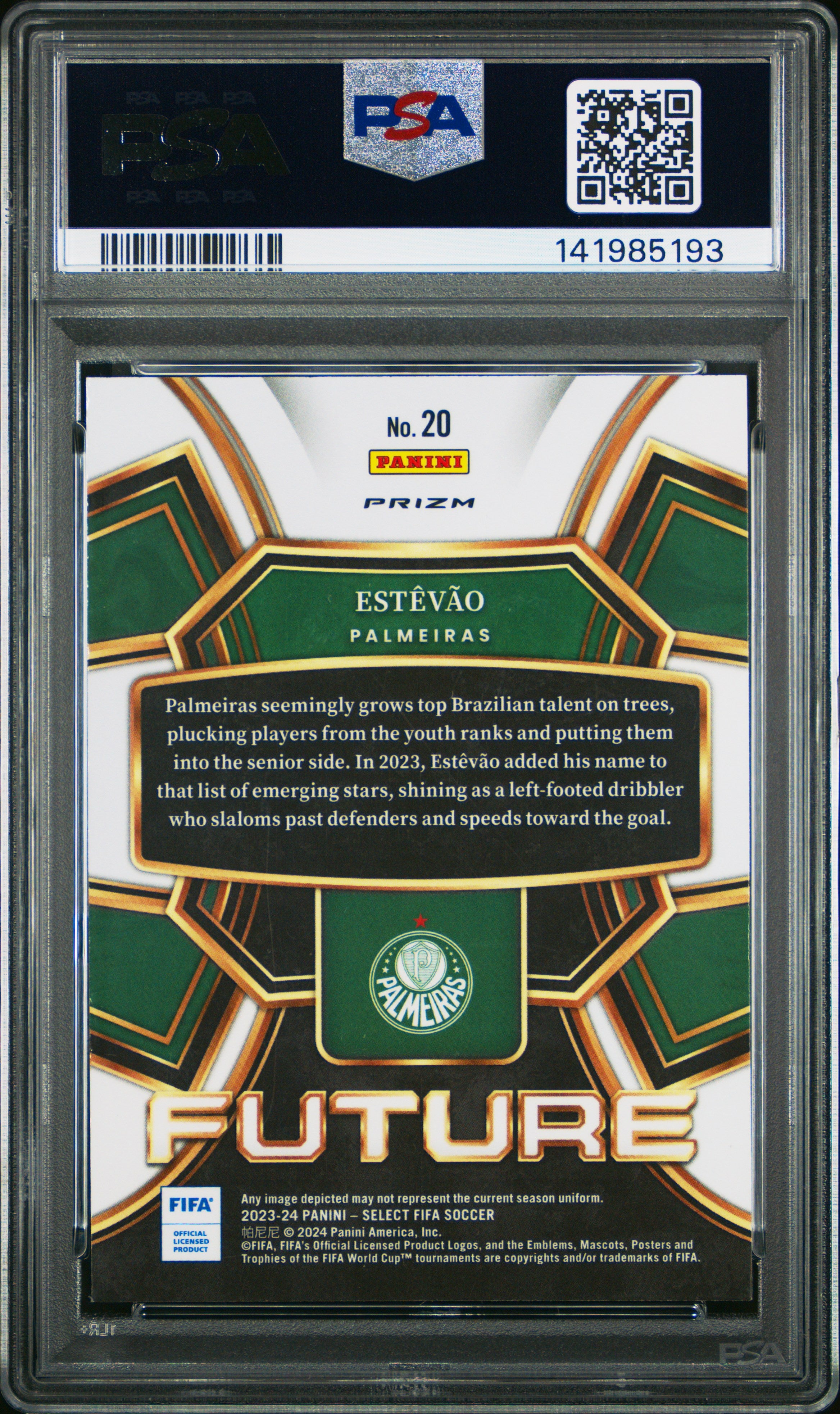 2023-24 Panini Select Fifa Select Future #20 Estevao PSA 10