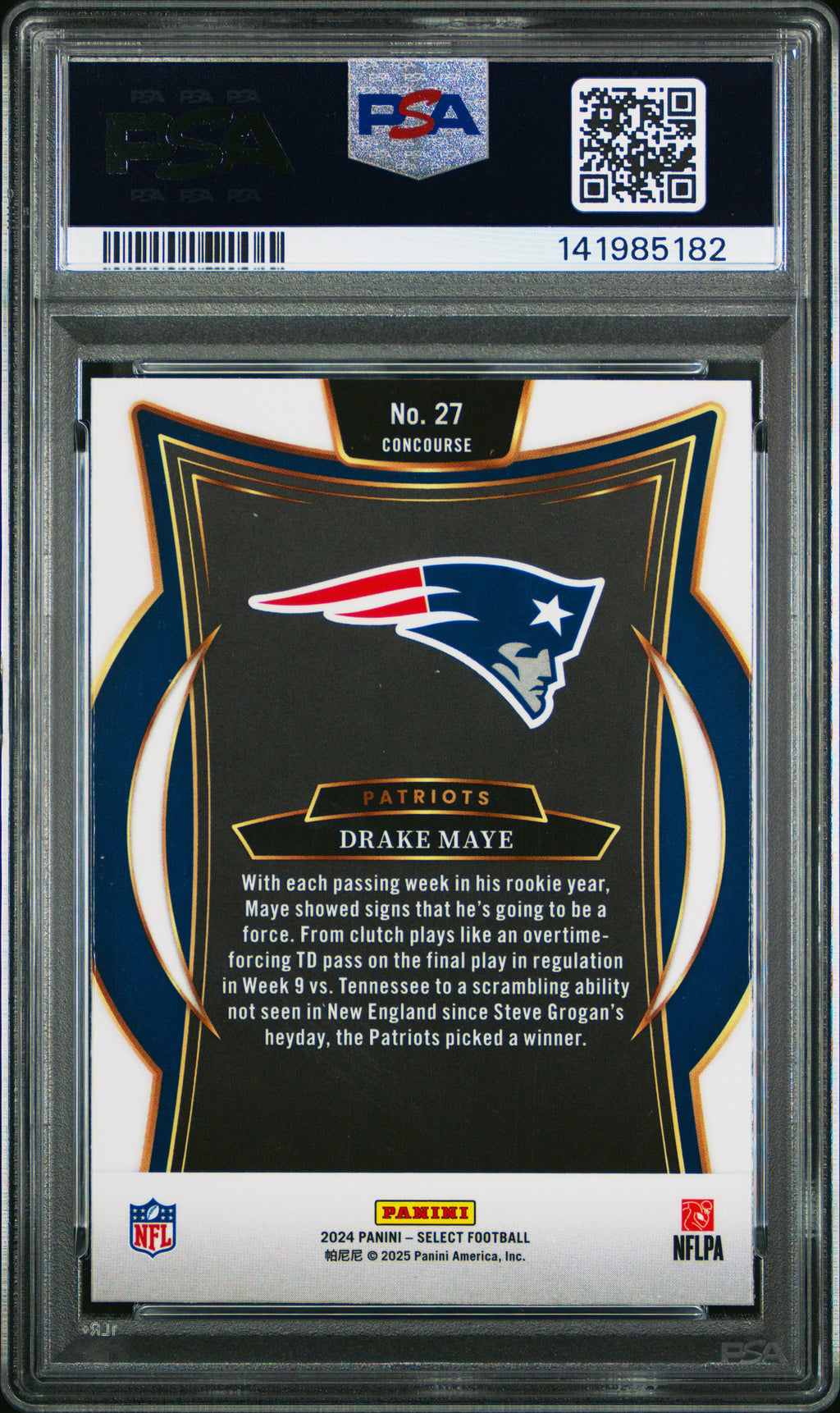 2024 Panini Select #27 Drake Maye PSA 8