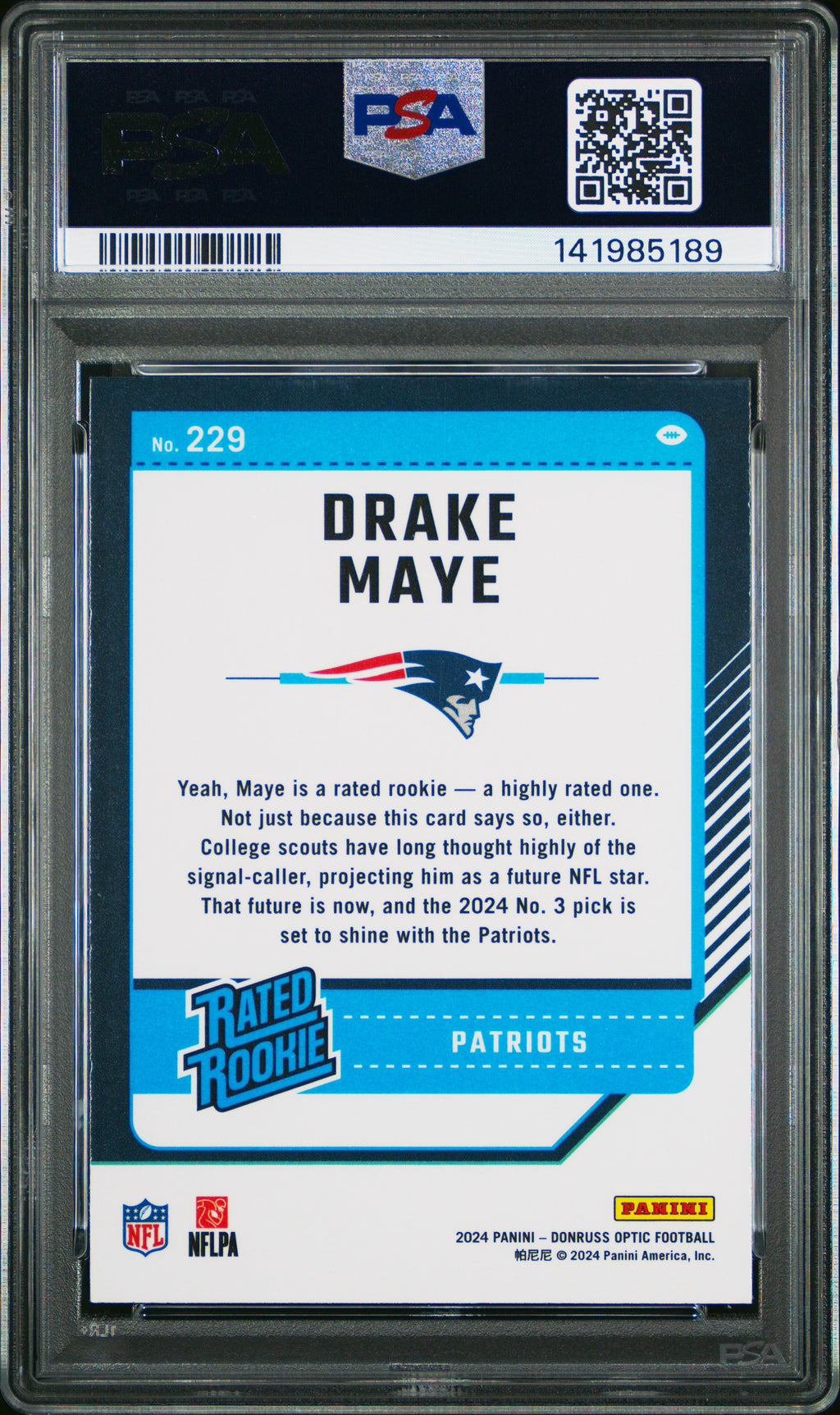 2024 Panini Donruss Optic #229 Drake Maye PSA 8