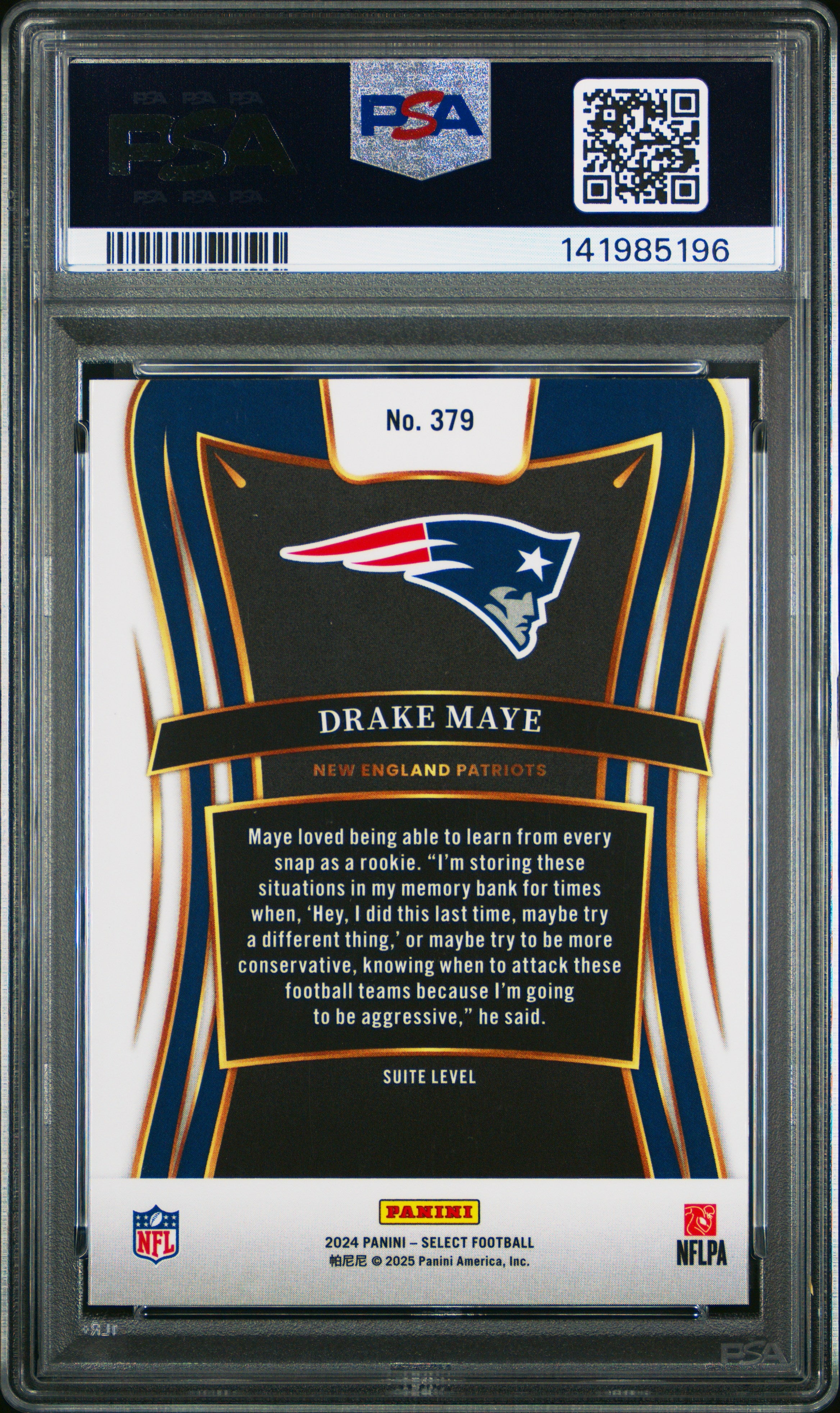 2024 Panini Select #379 Drake Maye PSA 8