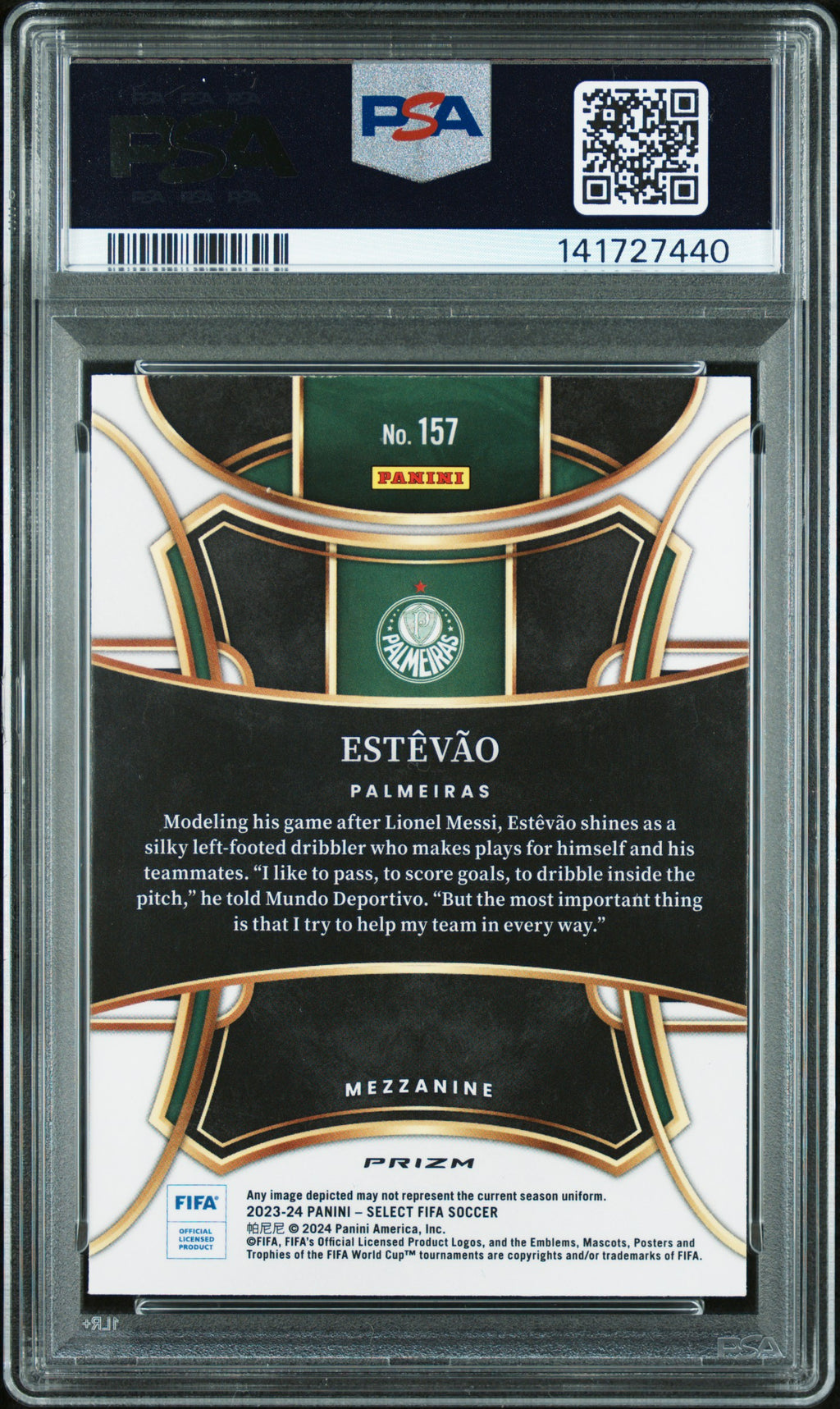 2023-24 Panini Select Fifa #157 Estevao Purple Mojo PSA 10