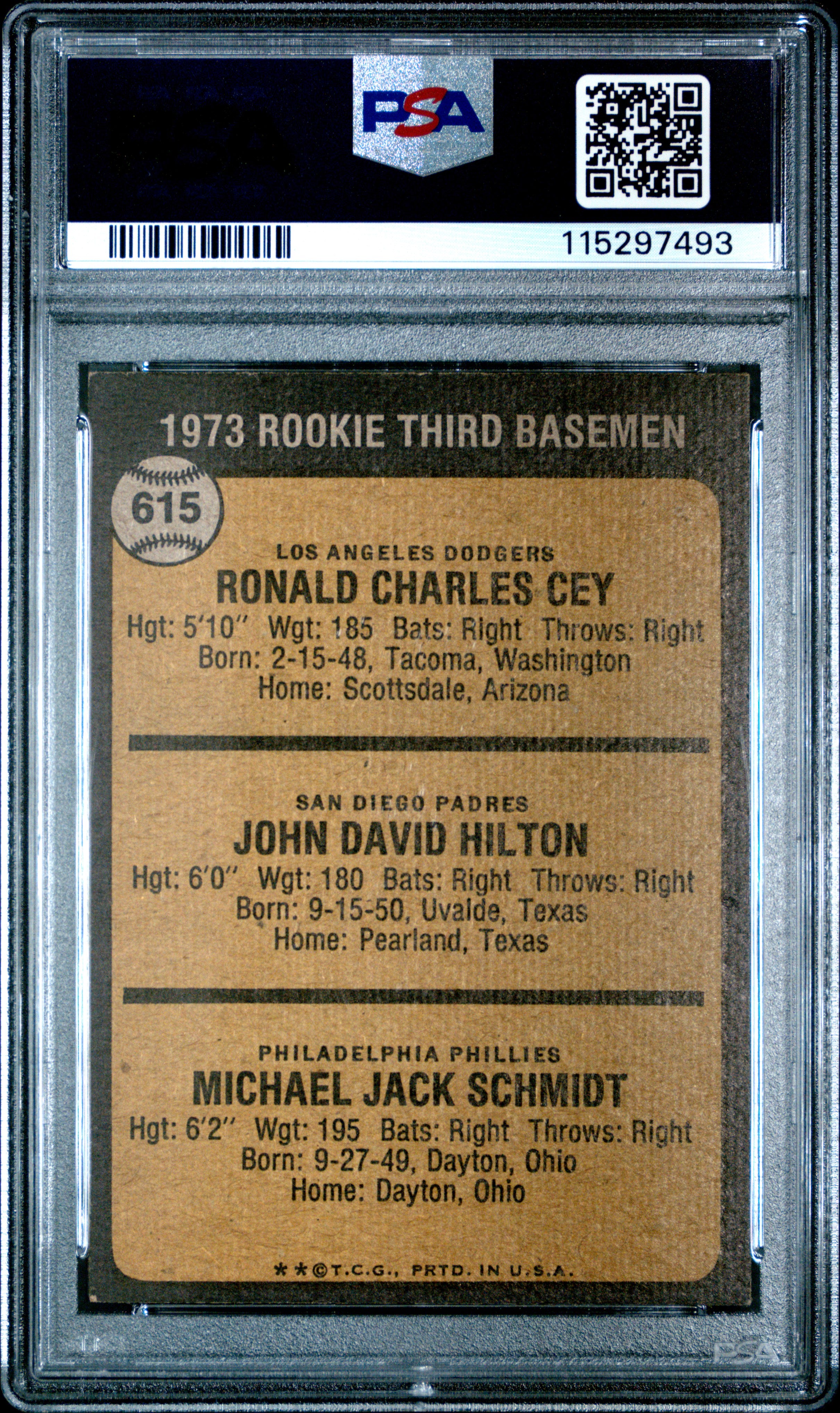 1973 #615 1973 Rookie Third Basemen (Ron Cey/John Hilton/Mike Schmidt)
