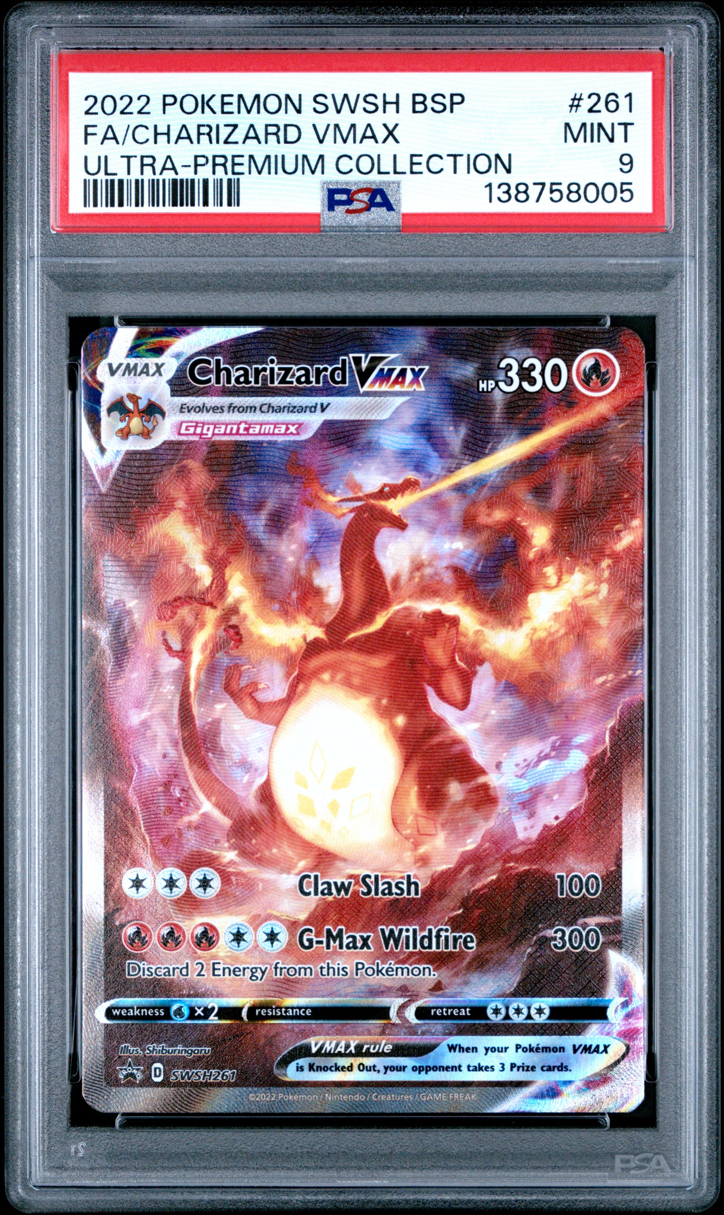 2022 Pokemon Swsh Black Star Promo #261 Charizard Vmax PSA 9