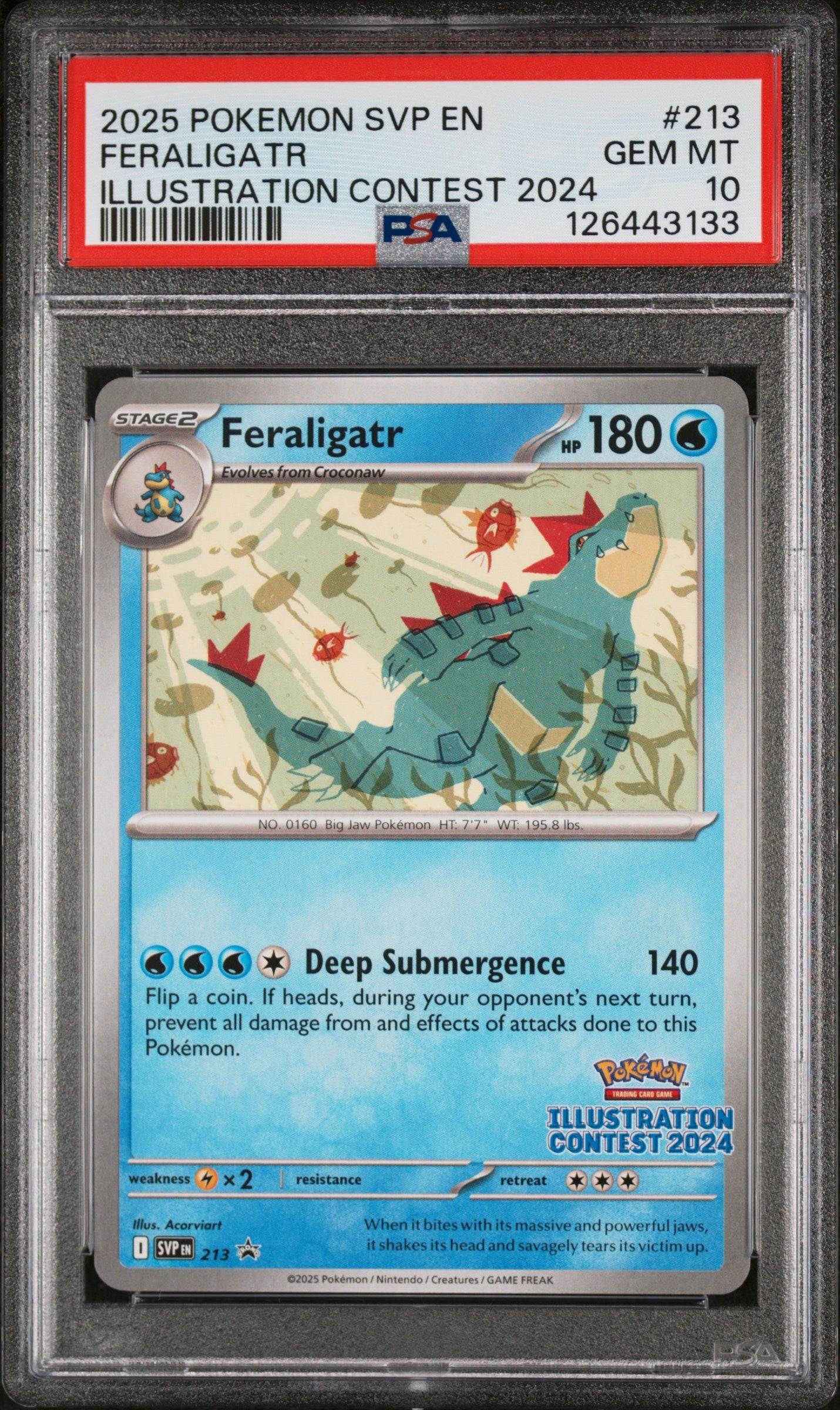 2025 Pokemon Black Star Promo #213 Feraligatr Illustration Contest 2024 PSA 10