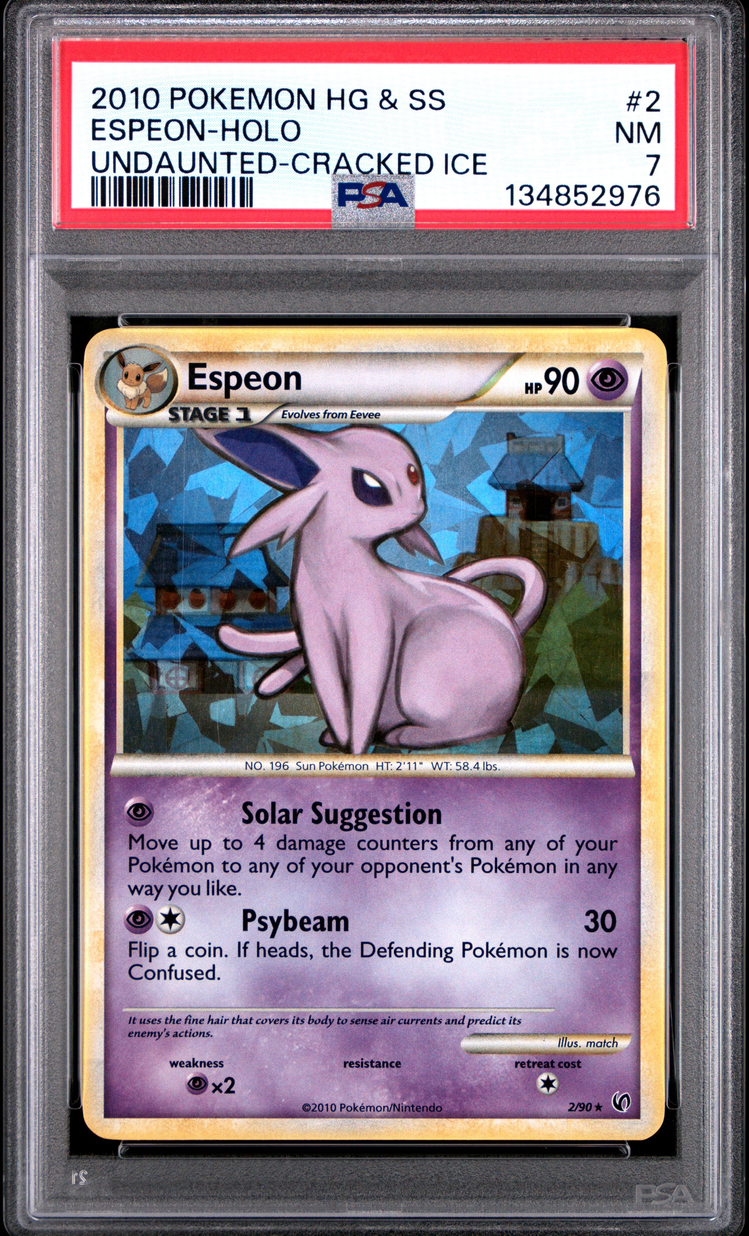 2010 Pokemon Heartgold & Soulsilver Undaunted #2 Espeon-Holo PSA 7
