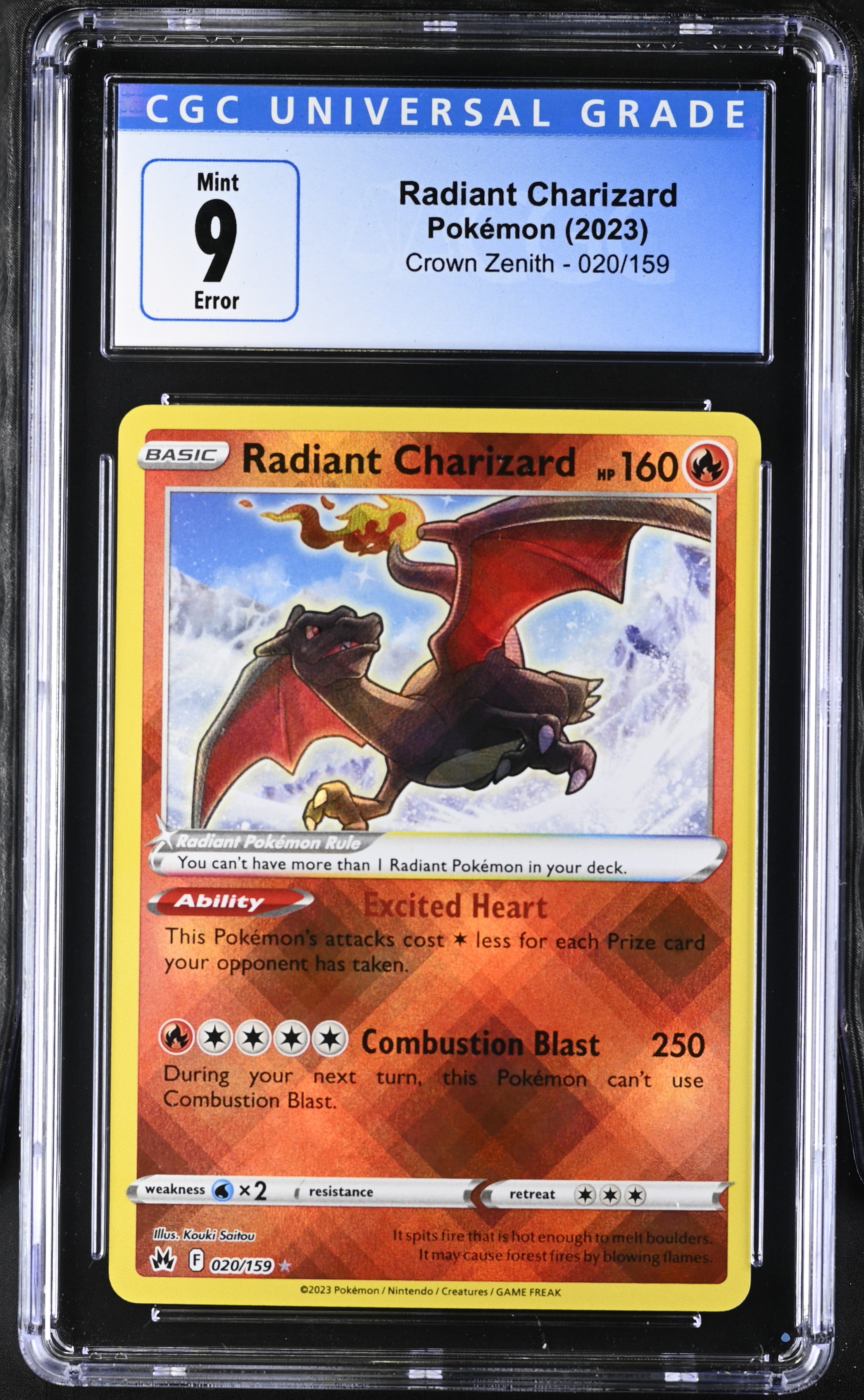 2023 Crown Zenith #020/159 Radiant Charizard CGC 9