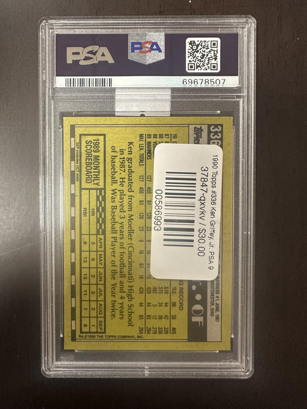 1989 Donruss Rookies #3 Ken Griffey Jr. PSA 8