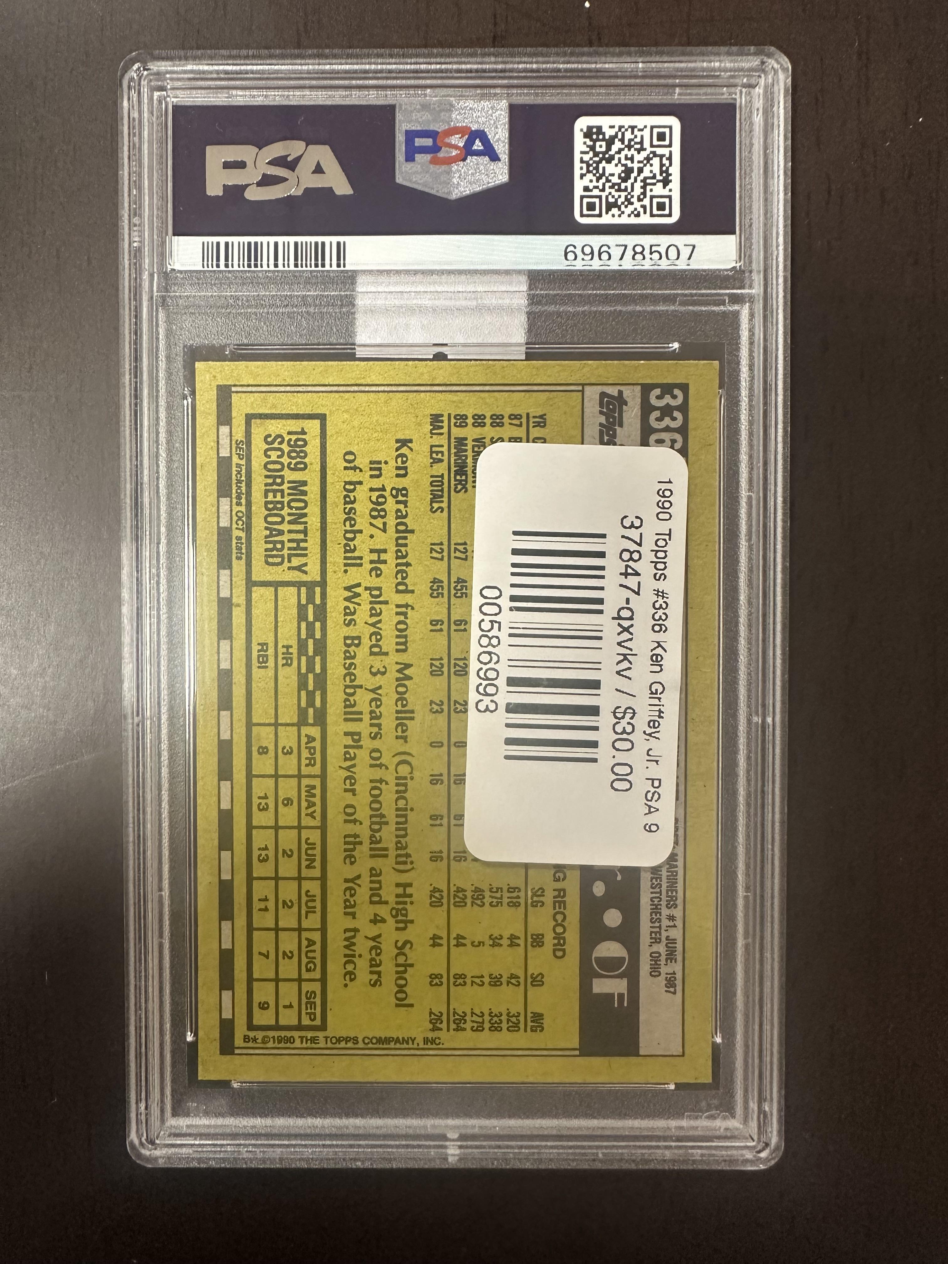 1989 Donruss Rookies #3 Ken Griffey Jr. PSA 8