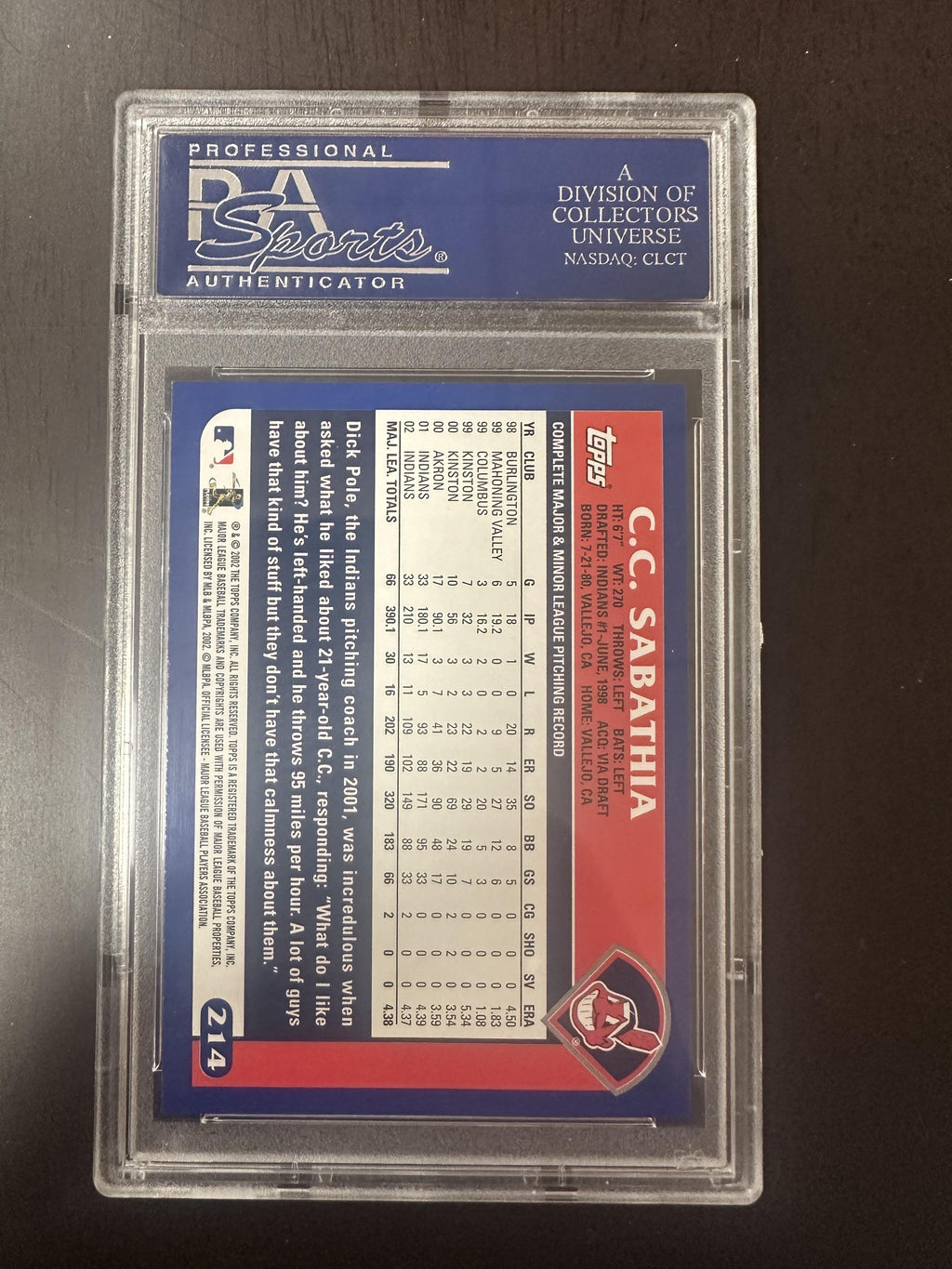 2003 Topps #214 C.C. Sabathia Home Team Advantage PSA 10