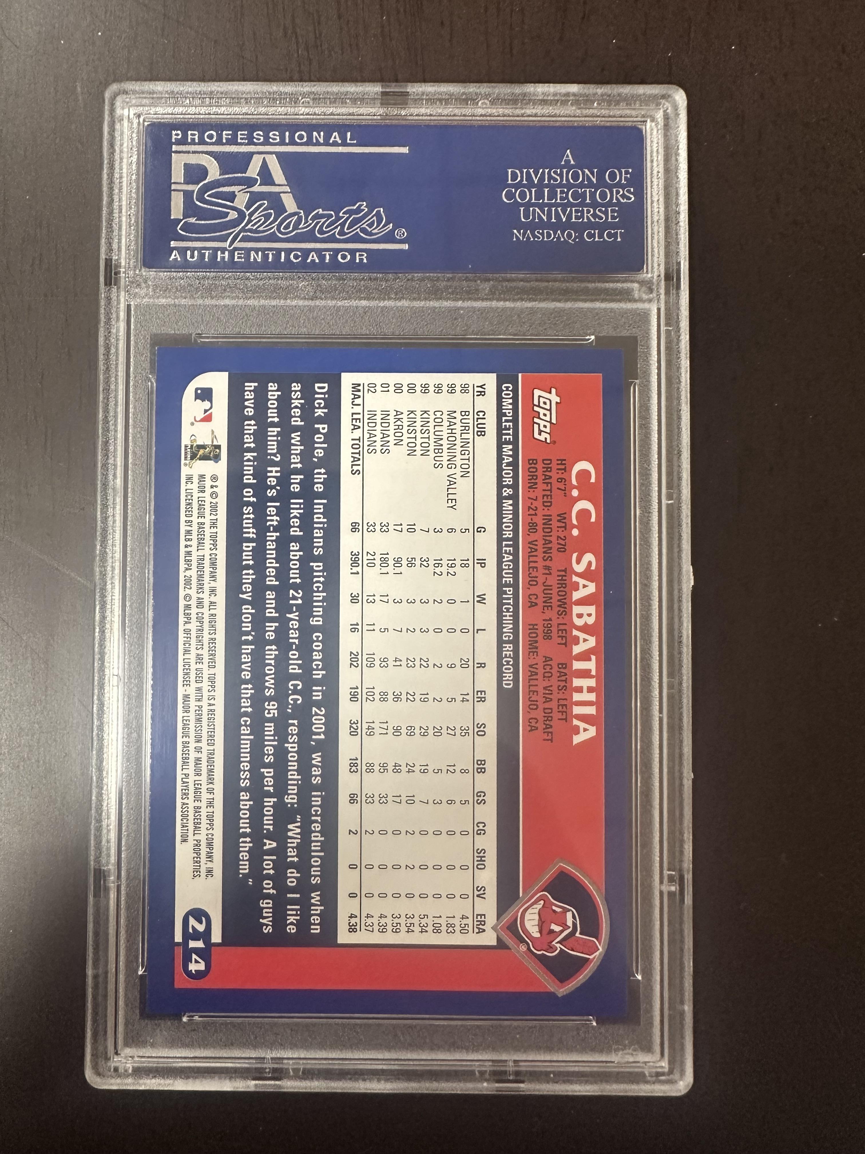 2003 Topps #214 C.C. Sabathia Home Team Advantage PSA 10