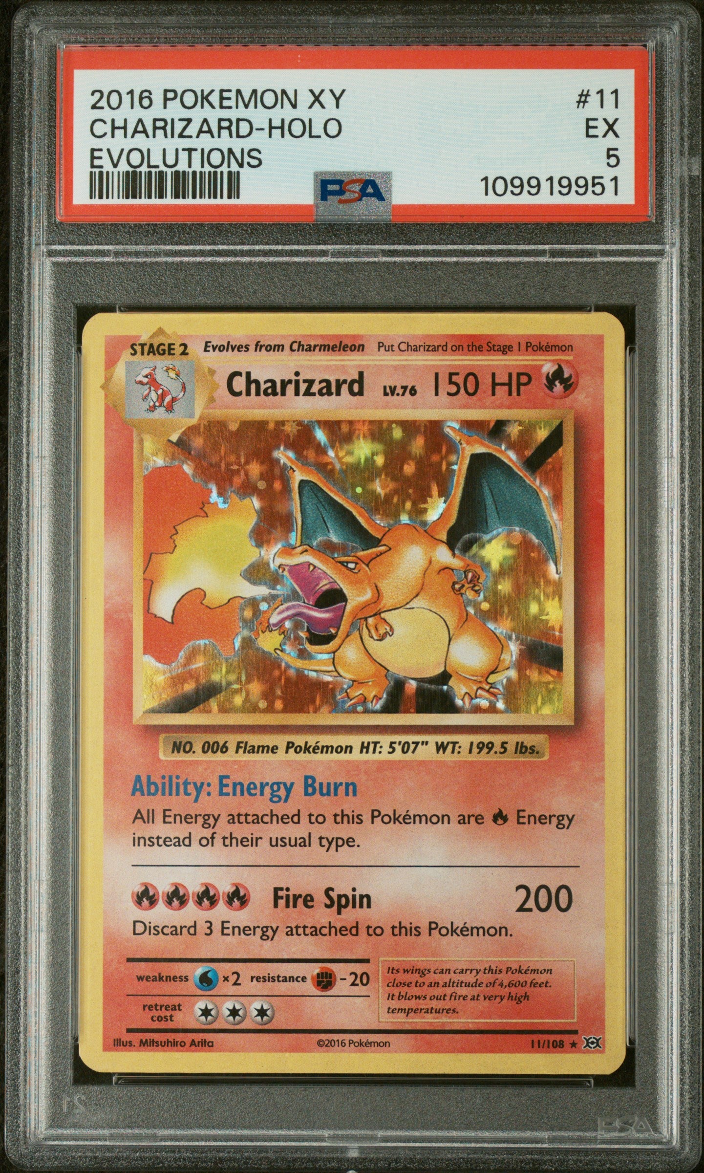 2016 Pokemon Xy Evolutions #11 Charizard-Holo Evolutions PSA 5