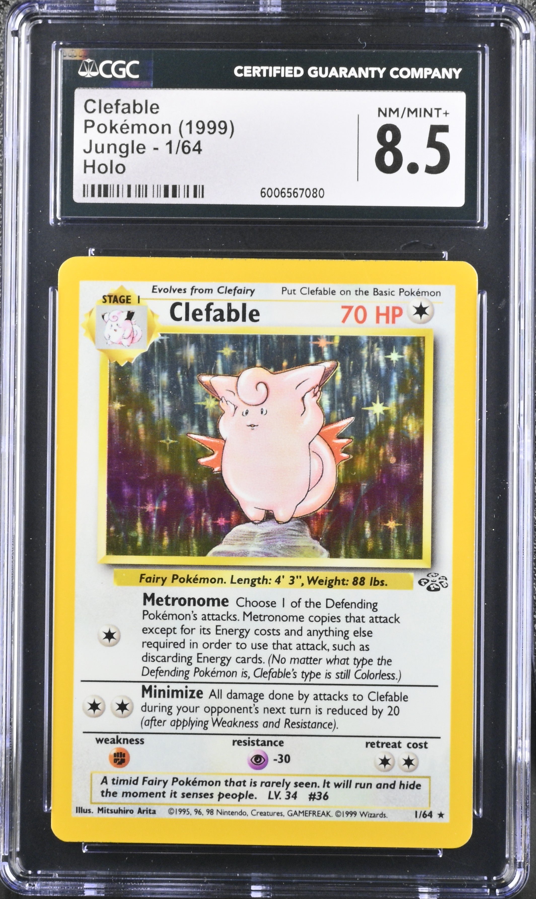 1999 Jungle #1/64 Clefable CGC 8.5