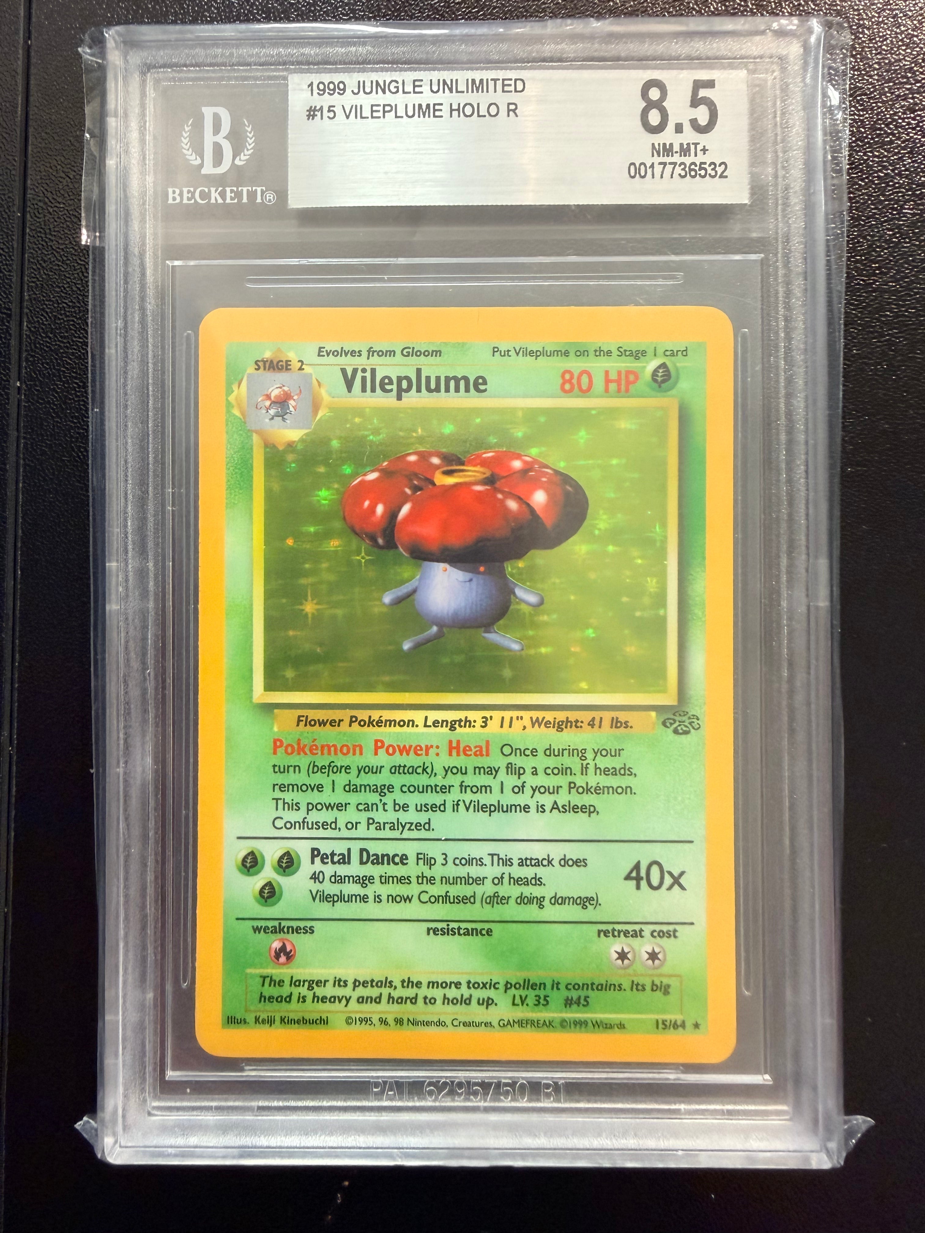 1999 Pokemon Jungle Unlimited #15 Vileplume HOLO COR R BGS 8.5