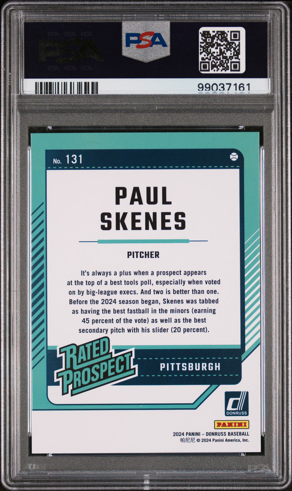 2024 Panini Donruss #131 Paul Skenes PSA 10