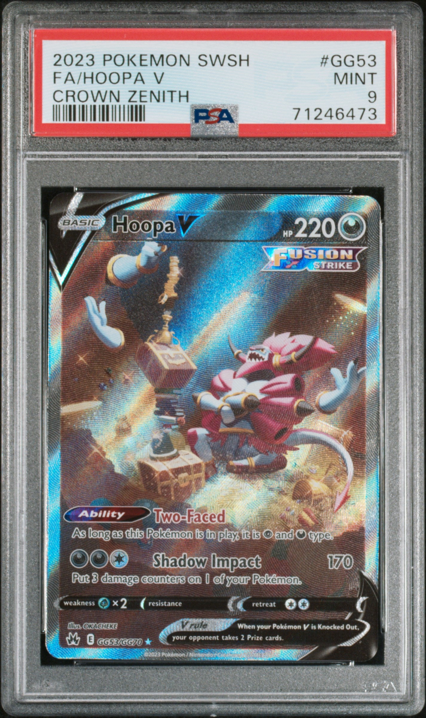 2023 Pokemon Sword And Shield Crown Zenith #GG53 Fa/Hoopa V Crown Zenith PSA 9