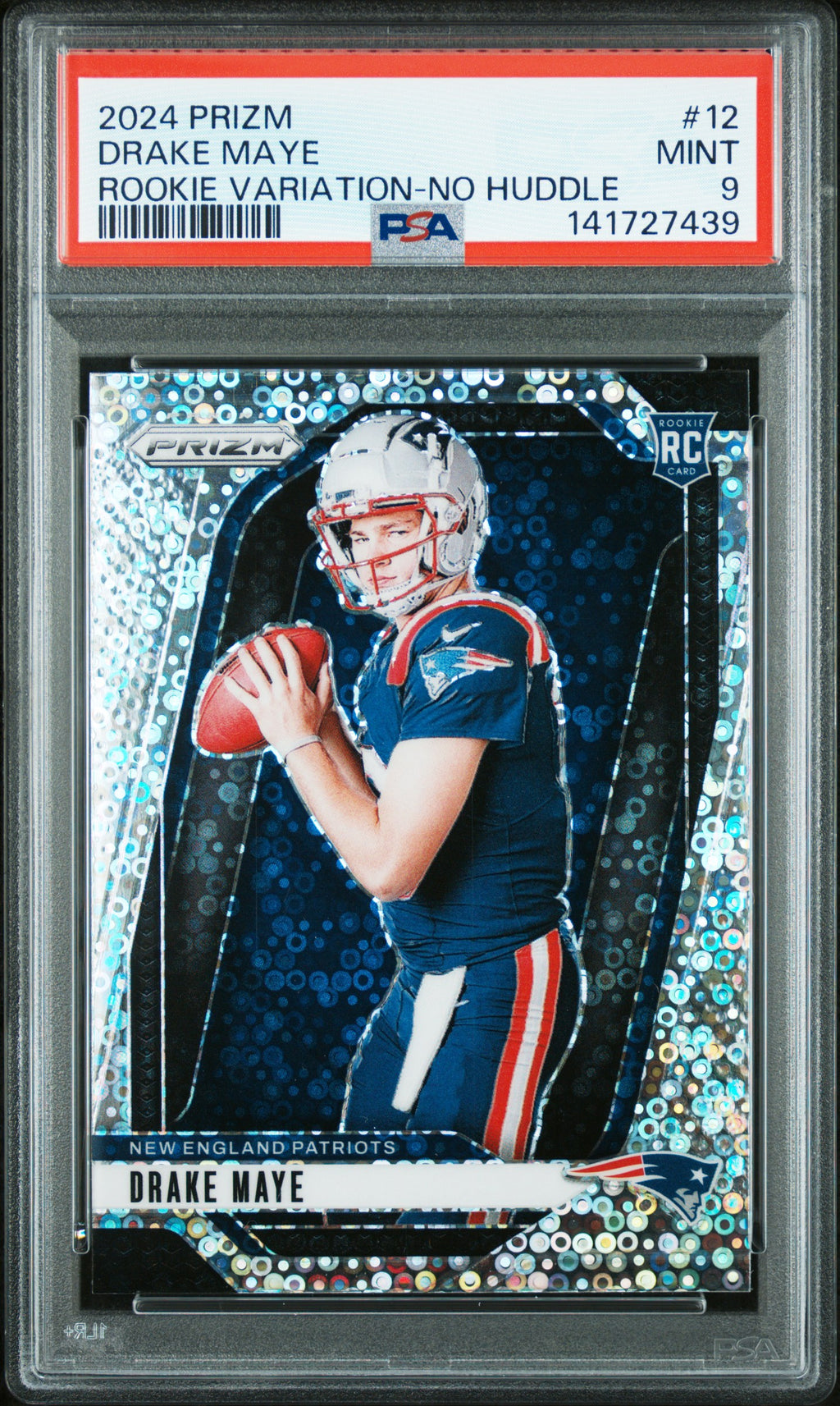 2024 Panini Prizm Rookie #12 Drake Maye Rookie Variation-No Huddle PSA 9