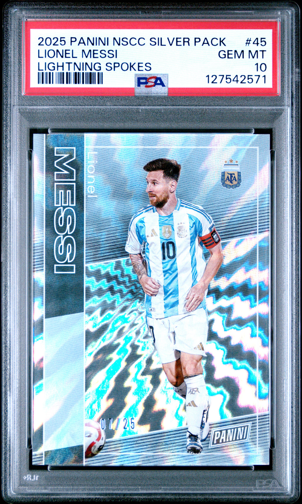 2025 Panini National Sports Collectors #45 Lionel Messi Lightning Spokes PSA 10