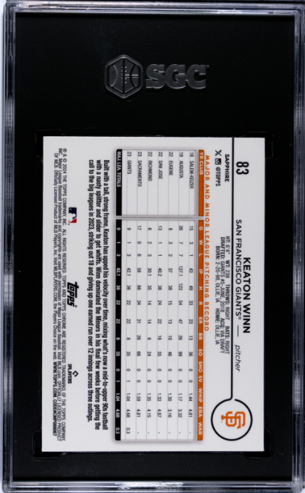 2024 Topps Chrome Sapphire #83 Keaton Winn Orange /25 SGC 10