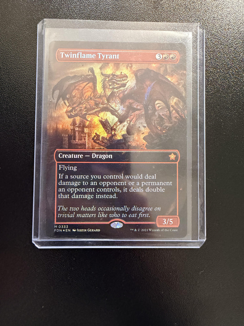 Foundations #395 Twinflame Tyrant (Borderless) (Mana Foil)