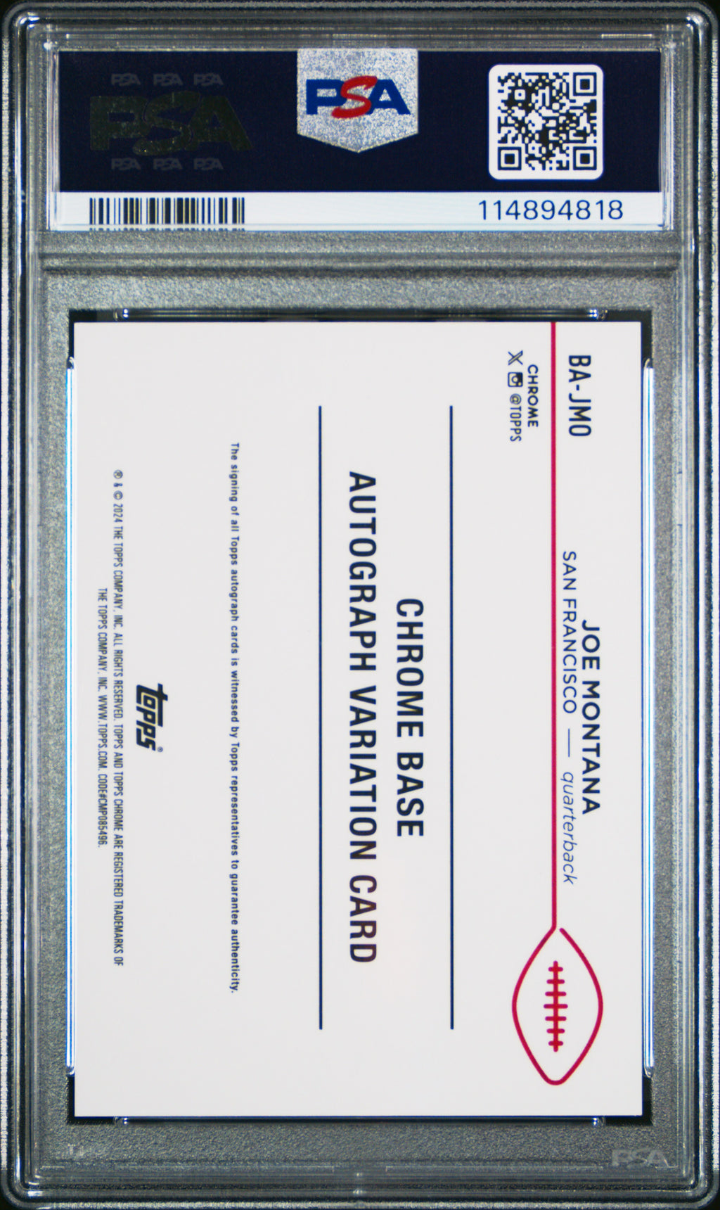 2023 Topps Composite #TCAJMO Joe Montana Chrome Auto-Gold Wave Ref PSA 10