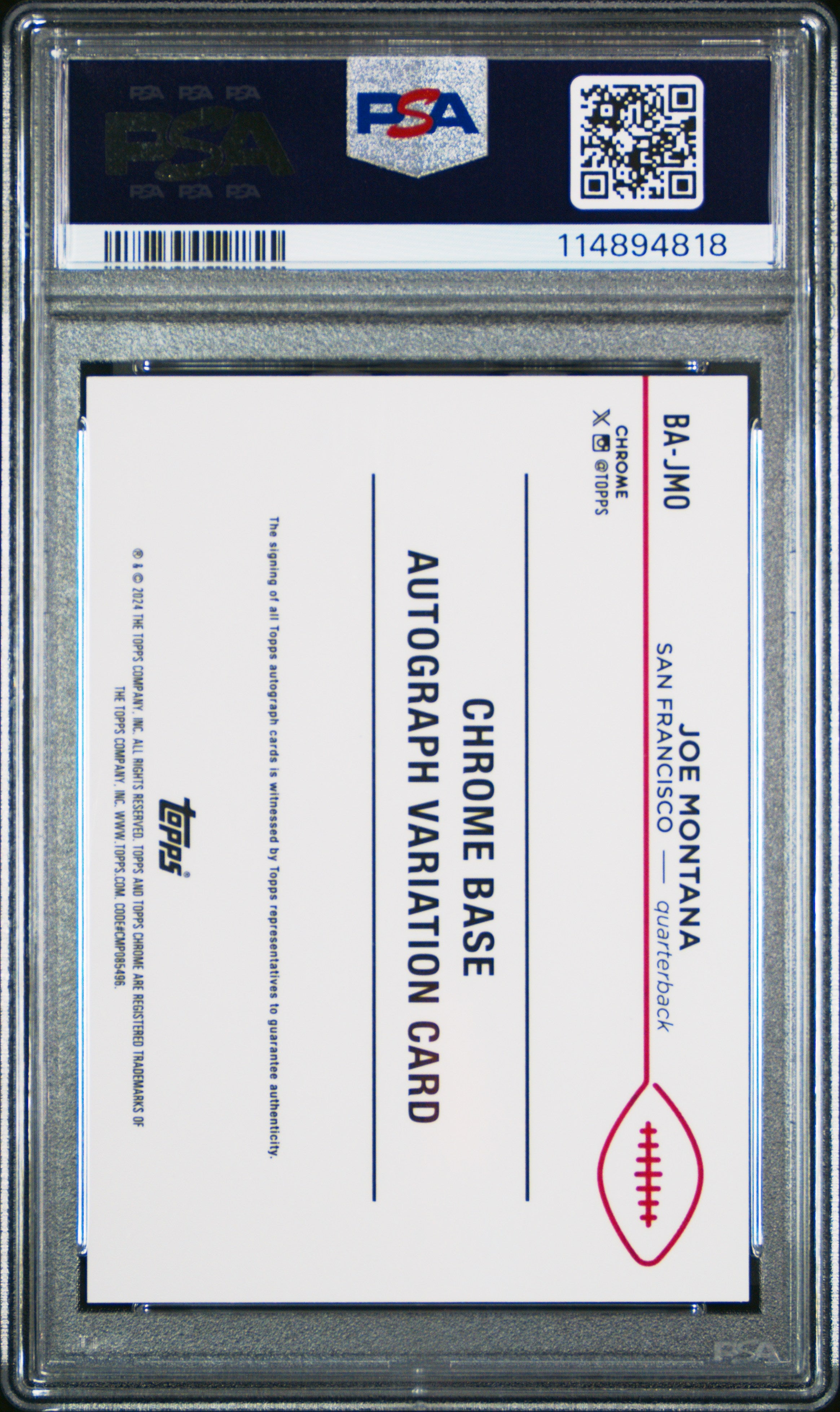 2023 Topps Composite #TCAJMO Joe Montana Chrome Auto-Gold Wave Ref PSA 10