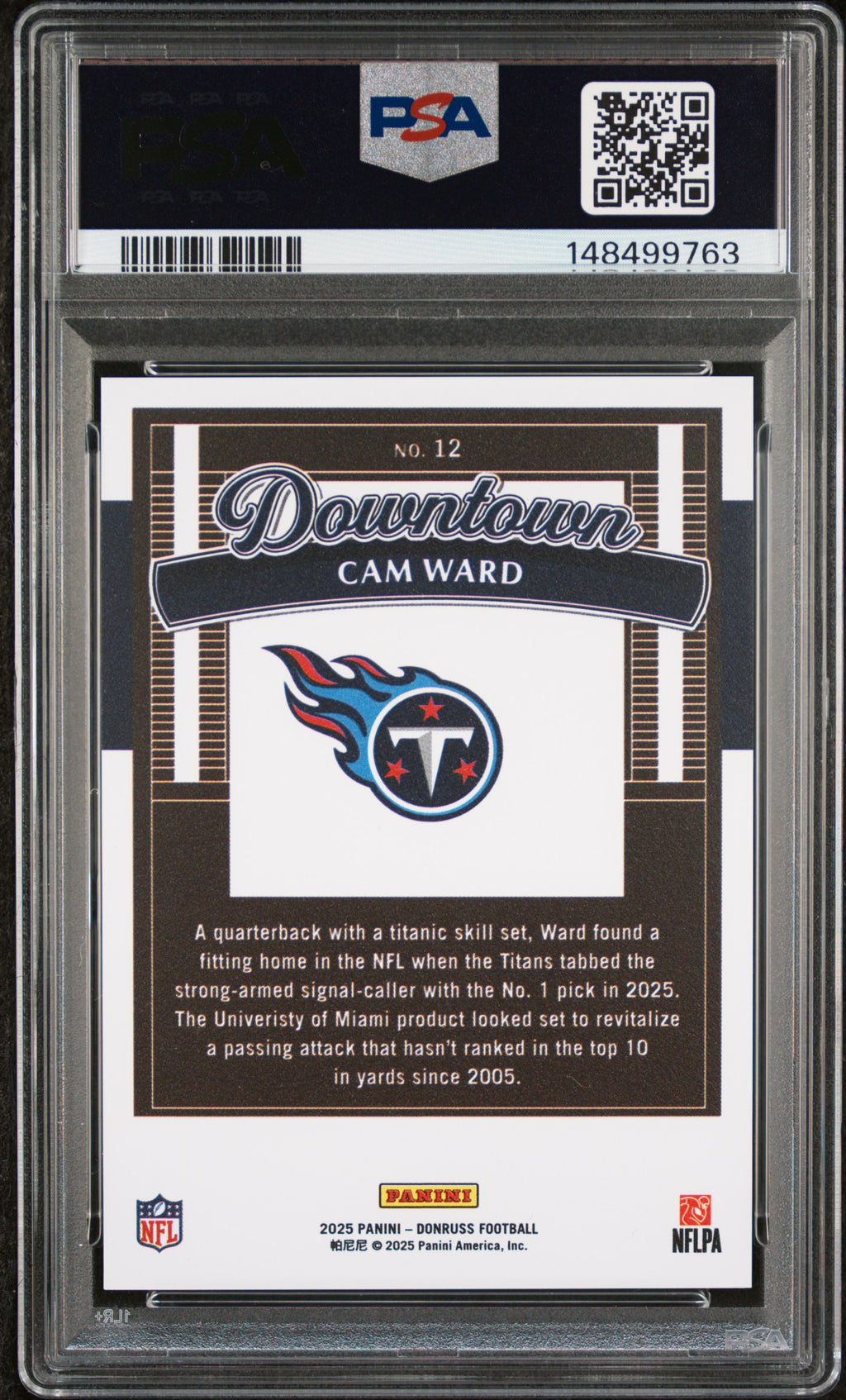 2025 Panini Donruss Downtown #12 Cam Ward PSA 10