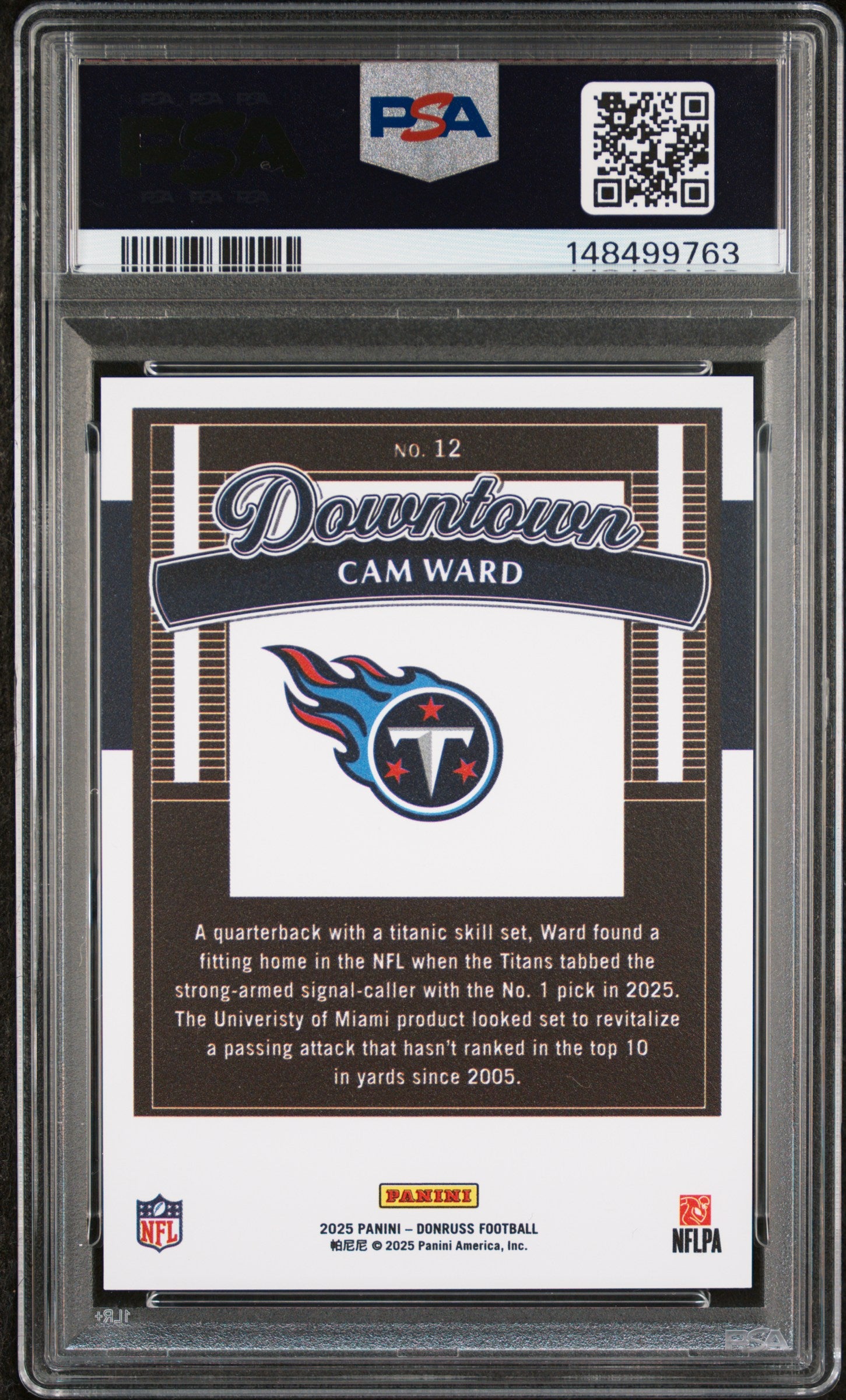 2025 Panini Donruss Downtown #12 Cam Ward PSA 10