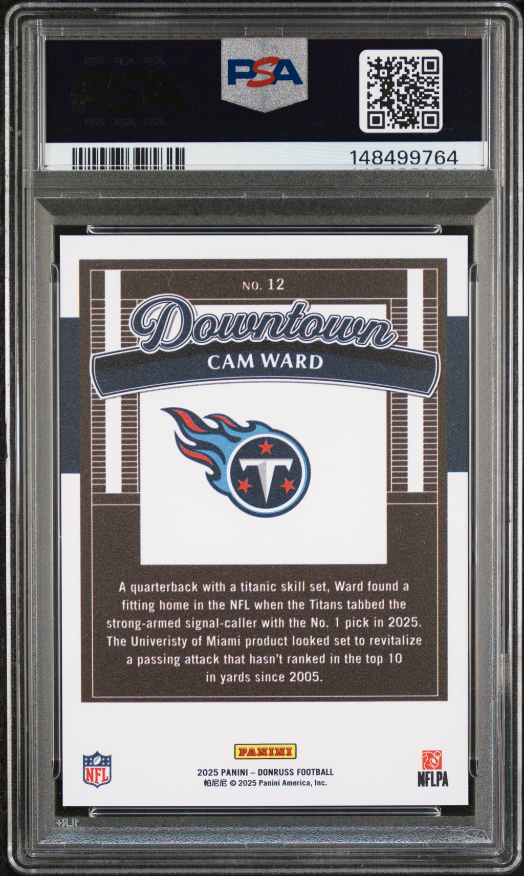 2025 Panini Donruss Downtown #12 Cam Ward PSA 9