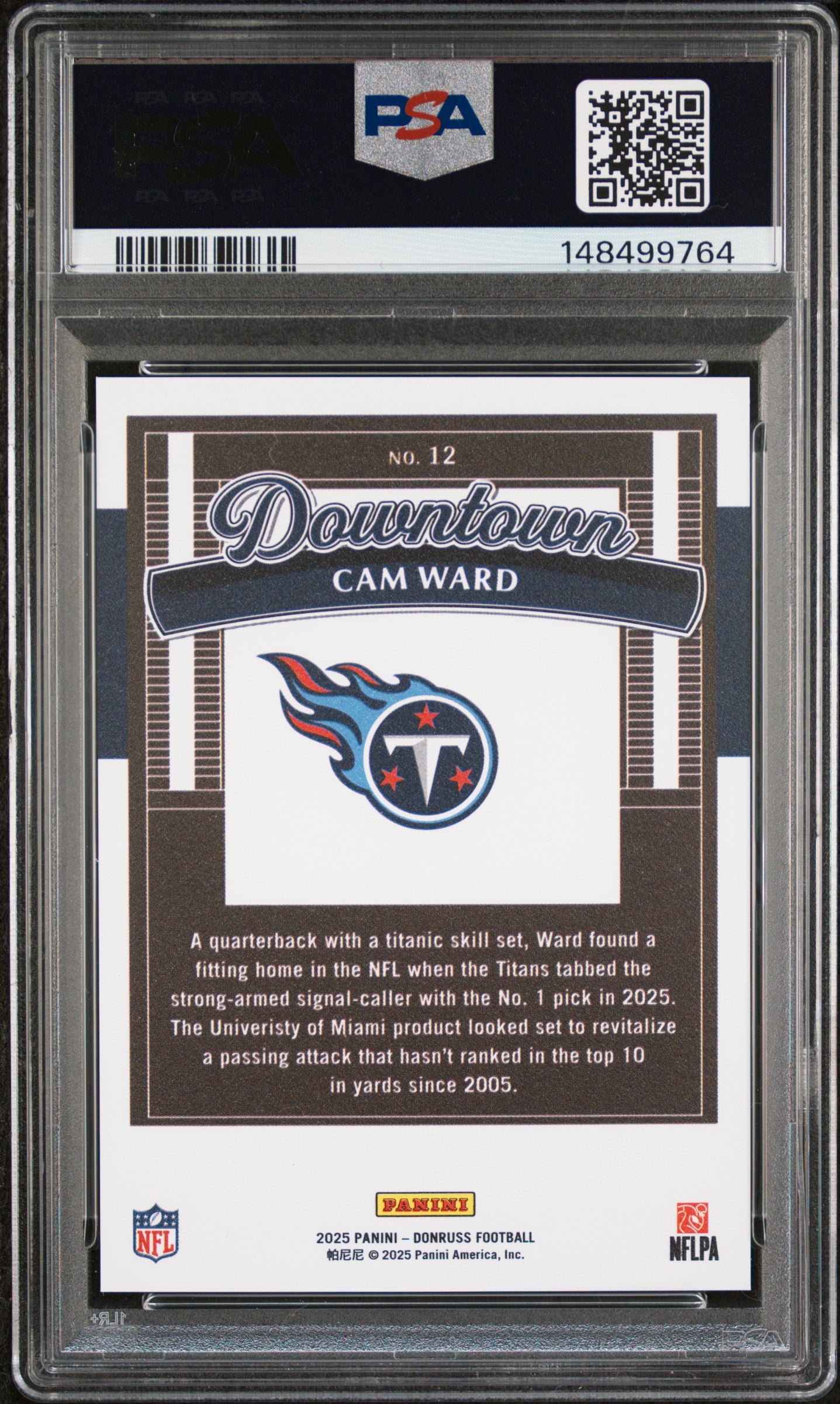 2025 Panini Donruss Downtown #12 Cam Ward PSA 9