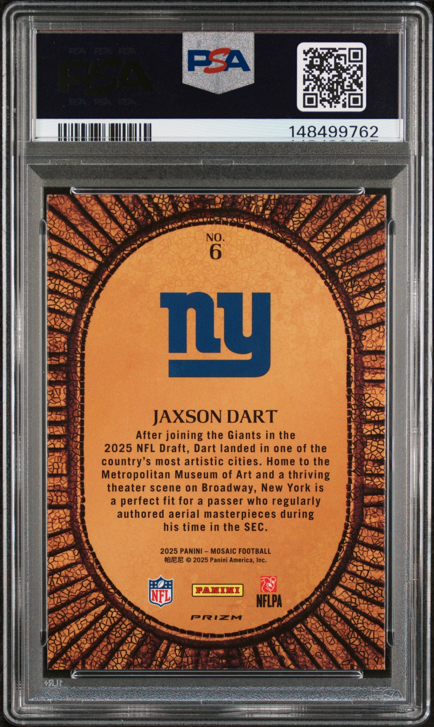 2025 Panini Mosaic Micro Mosaic #6 Jaxson Dart PSA 9
