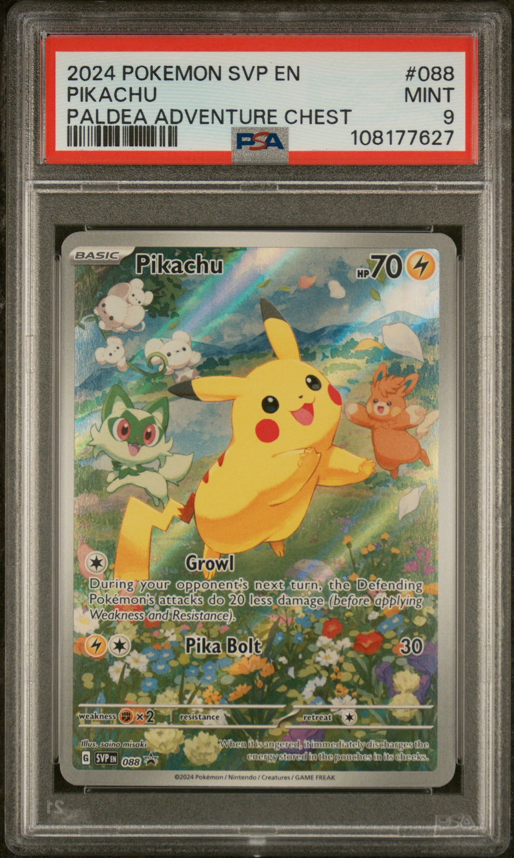 Svp En-Sv Black Star Promo #088 Pikachu Paldea Adventure Chest PSA 9