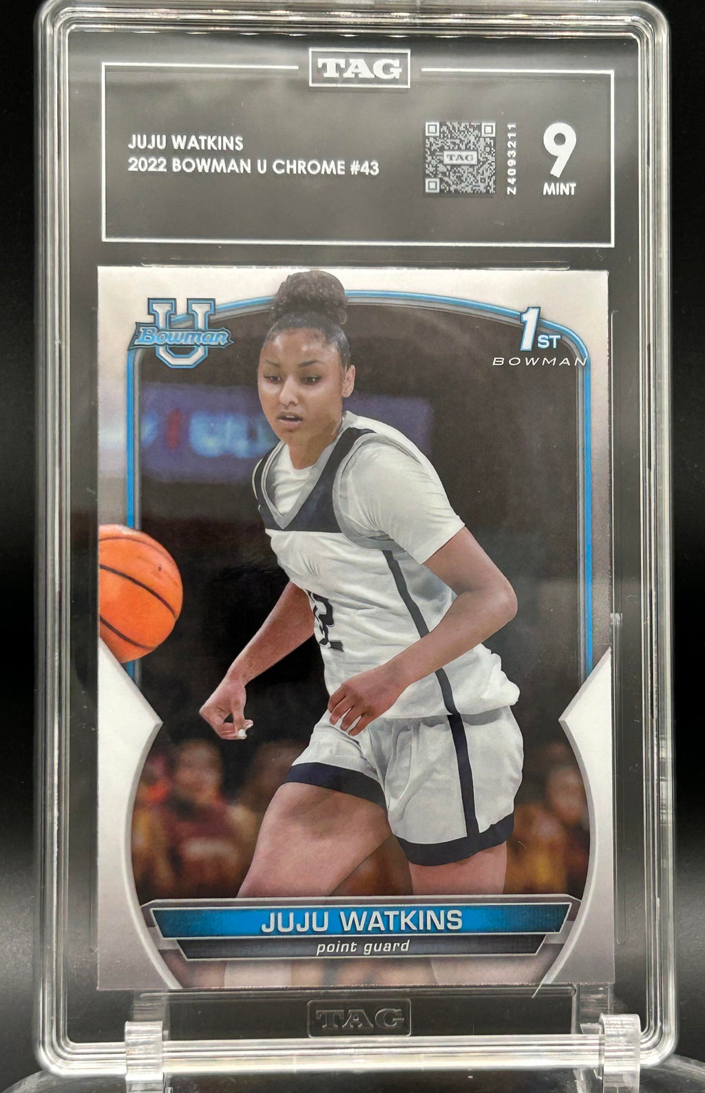 2022-23 Bowman University Chrome #43 JuJu Watkins Refractor TAG 9