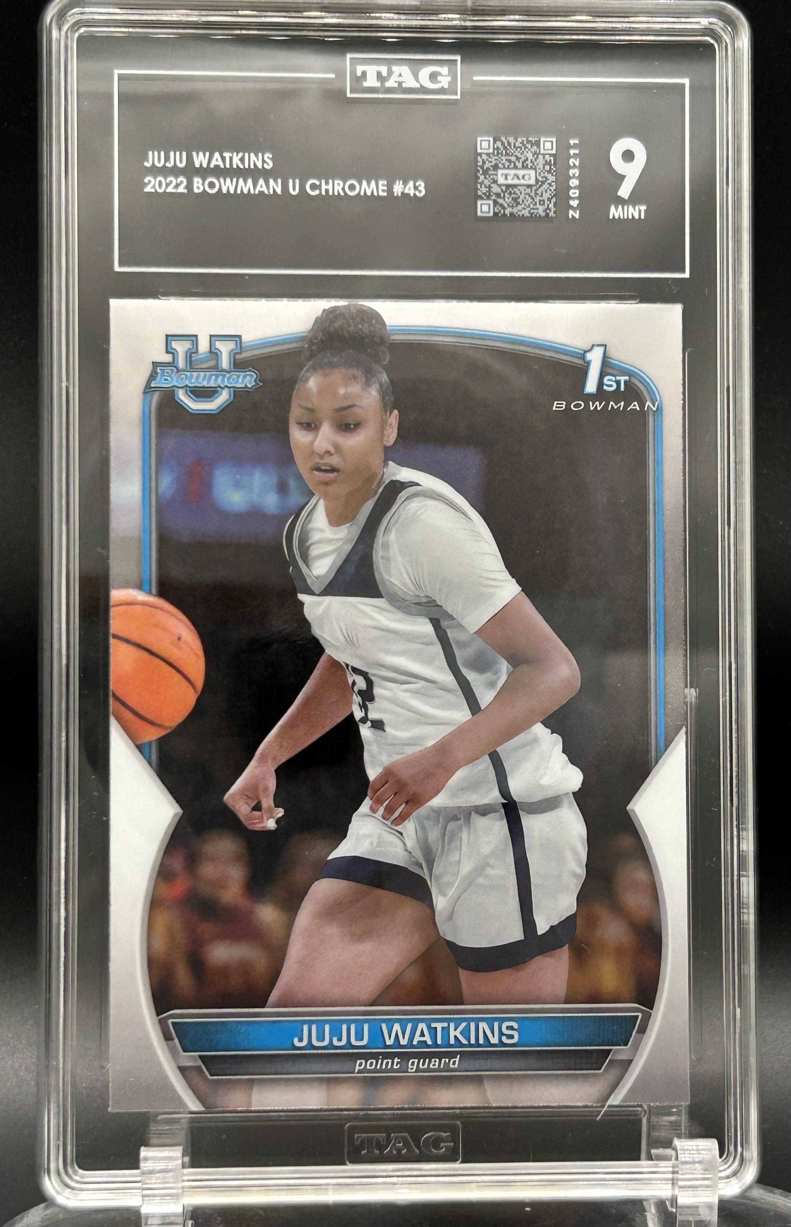 2022-23 Bowman University Chrome #43 JuJu Watkins Refractor TAG 9
