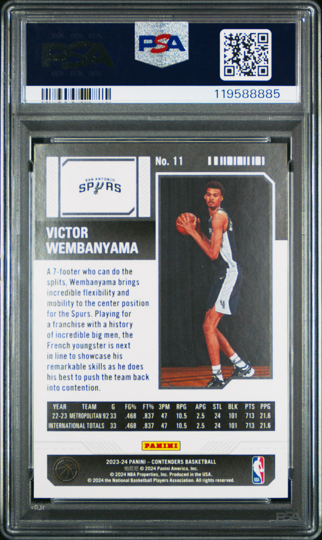 2023 Panini Contenders #11 Victor Wembanyama Retail PSA 8