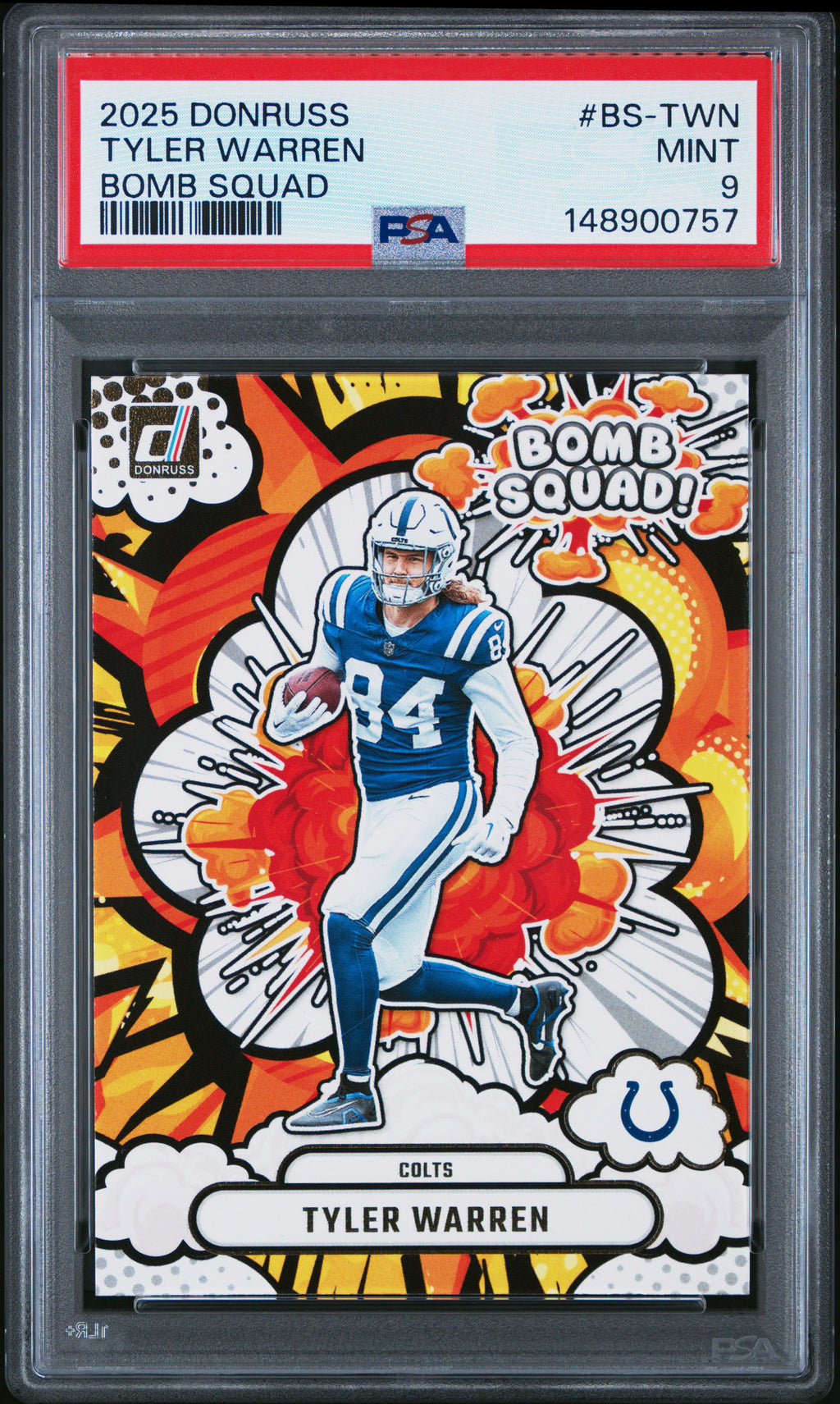 2025 Panini Donruss Bomb Squad #BS-TWN Tyler Warren PSA 9