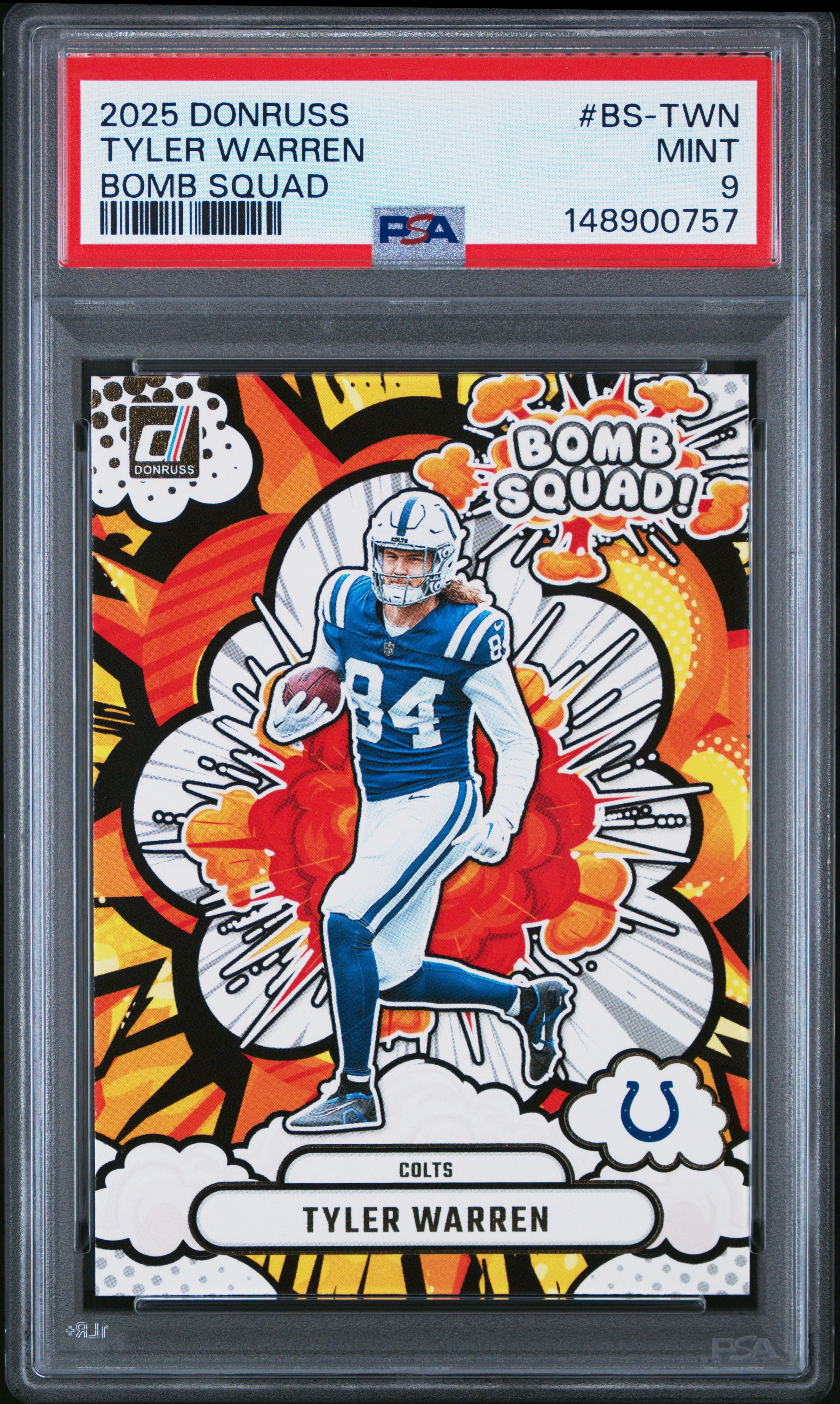 2025 Panini Donruss Bomb Squad #BS-TWN Tyler Warren PSA 9