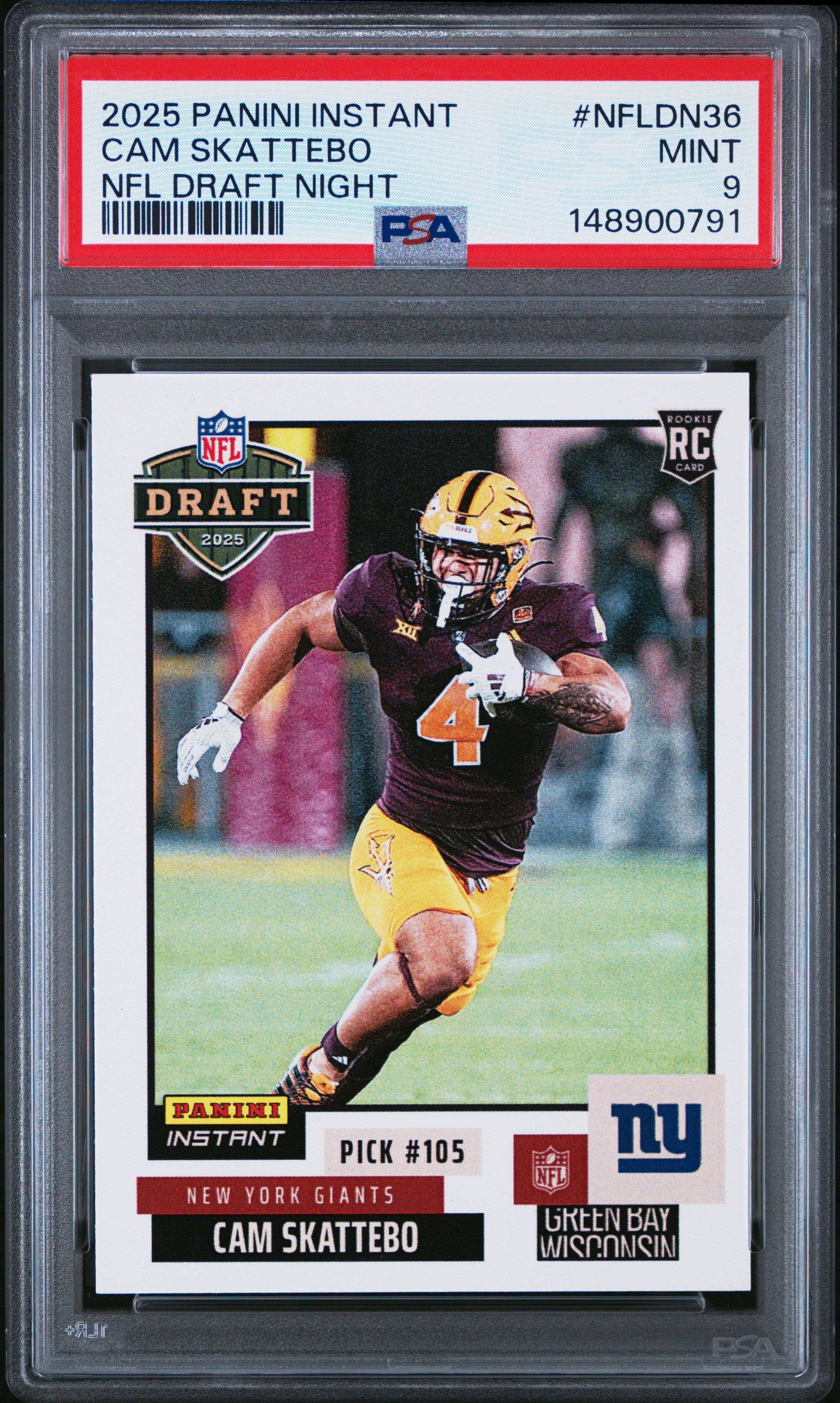 2025 Panini Instant Nfl Draft Night #NFLDN36 Cam Skattebo PSA 9