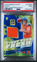 2024 Panini Donruss Optic First Year Fresh Relic #FYFBNX Bo Nix PSA 9