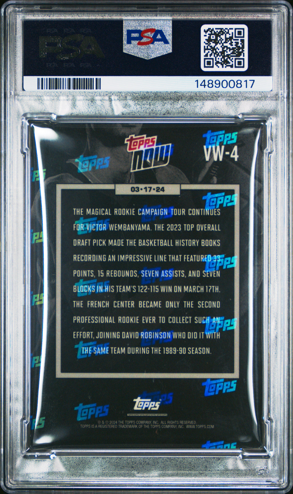 2023 Topps Now #VW4 Victor Wembanyama PSA 9