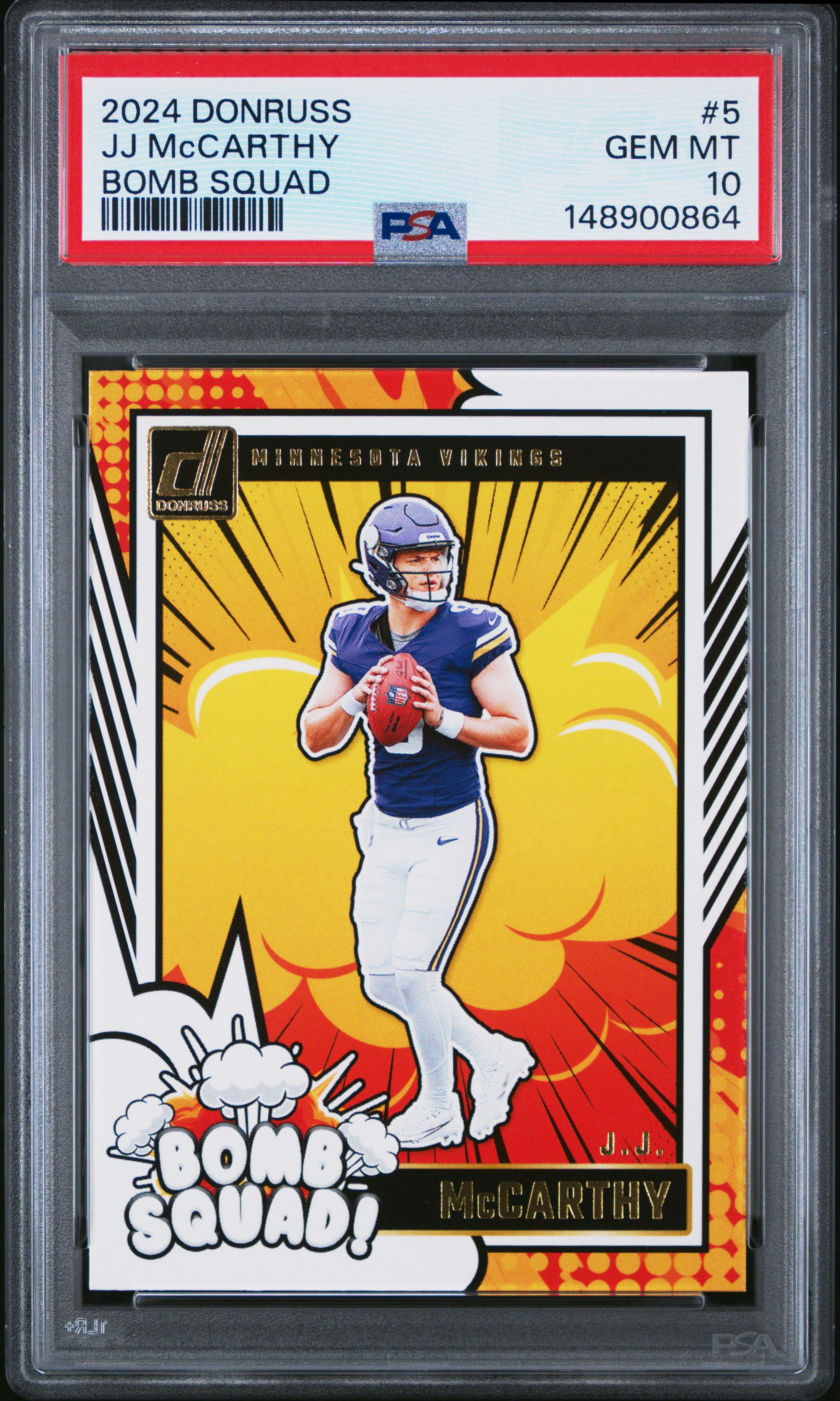2024 Panini Donruss Bomb Squad #5 Jj Mccarthy PSA 10