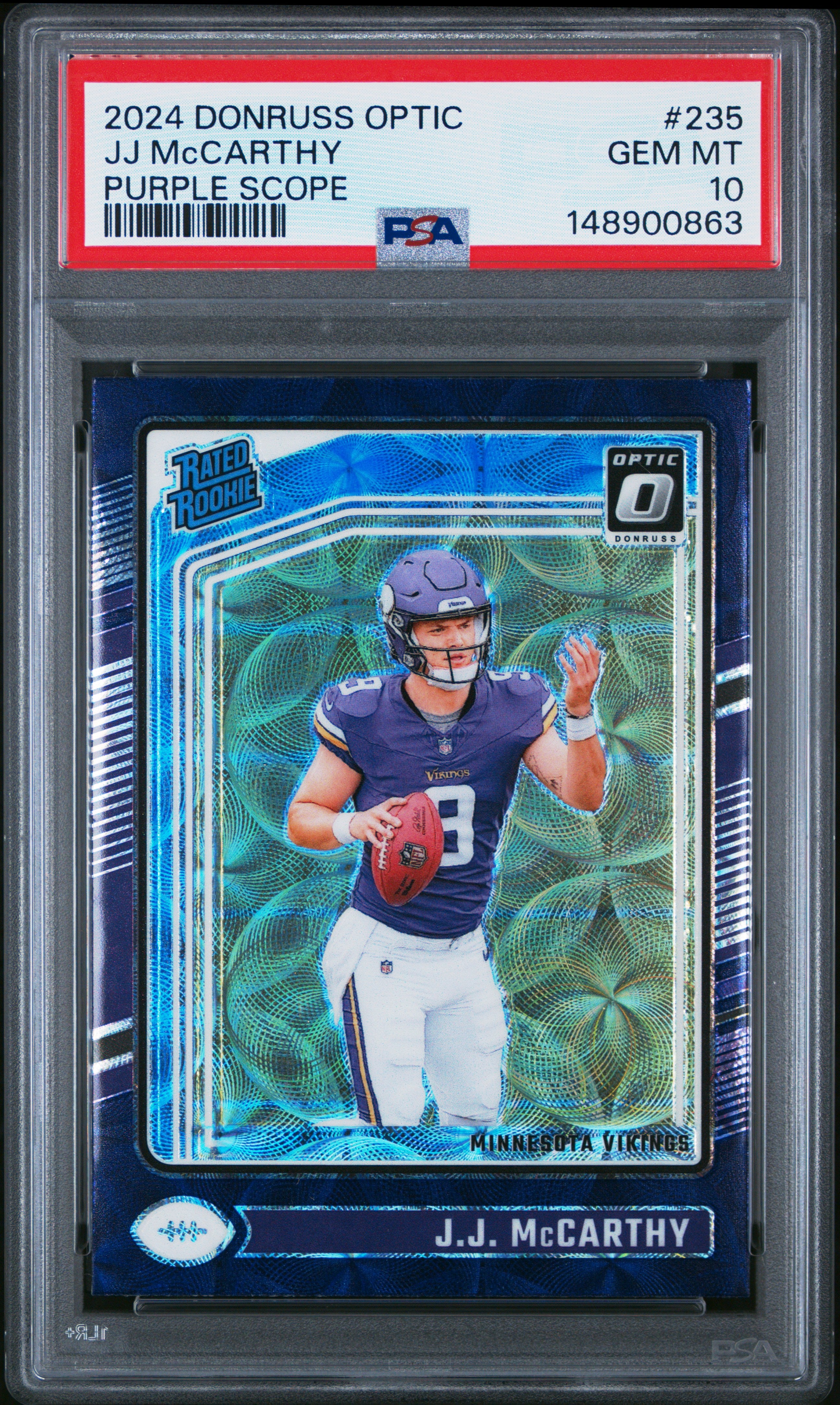 2024 Panini Donruss Optic #235 Jj Mccarthy Purple Scope PSA 10