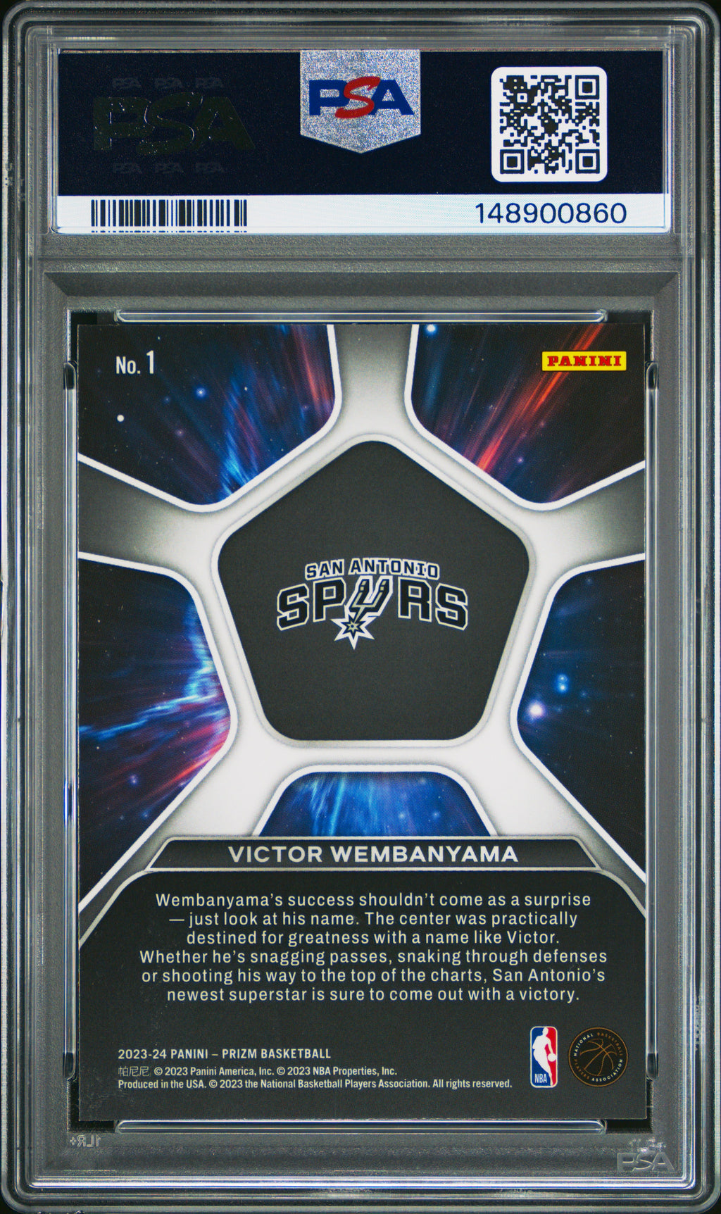 2023 Panini Prizm Deep Space #1 Victor Wembanyama PSA 10