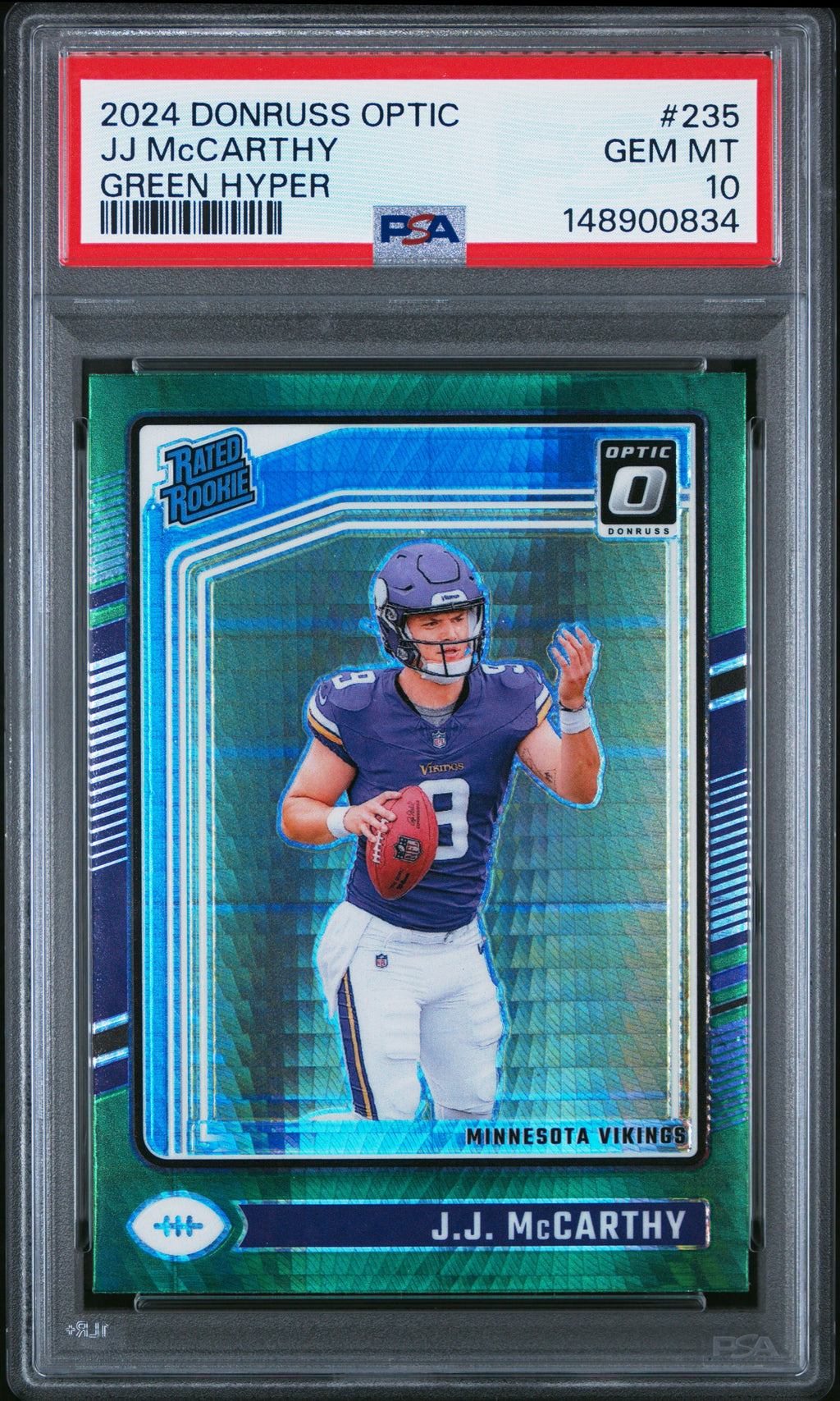 2024 Panini Donruss Optic #235 Jj Mccarthy Green Hyper PSA 10